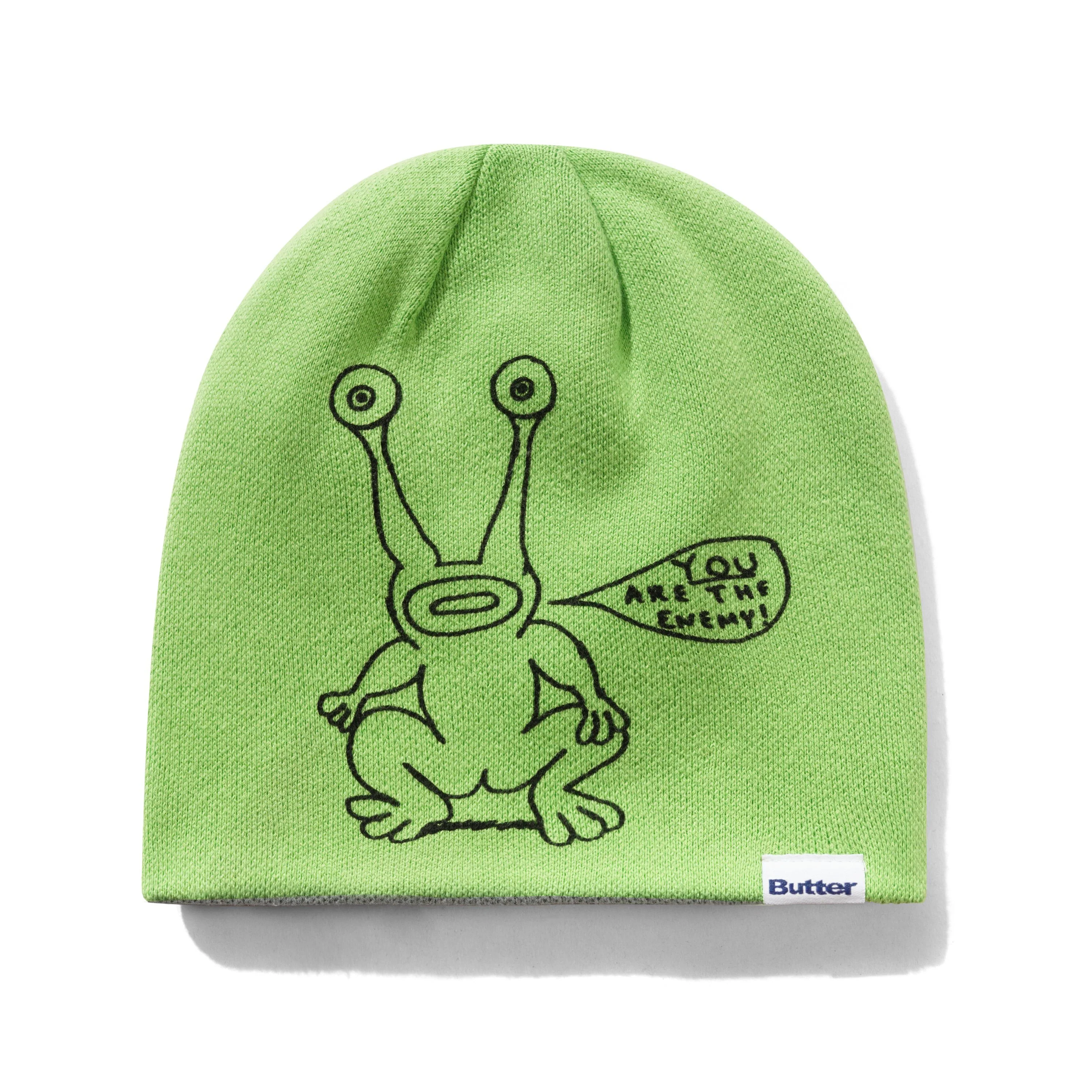 Frog Reversible Beanie, Lime / Grey - Image 2