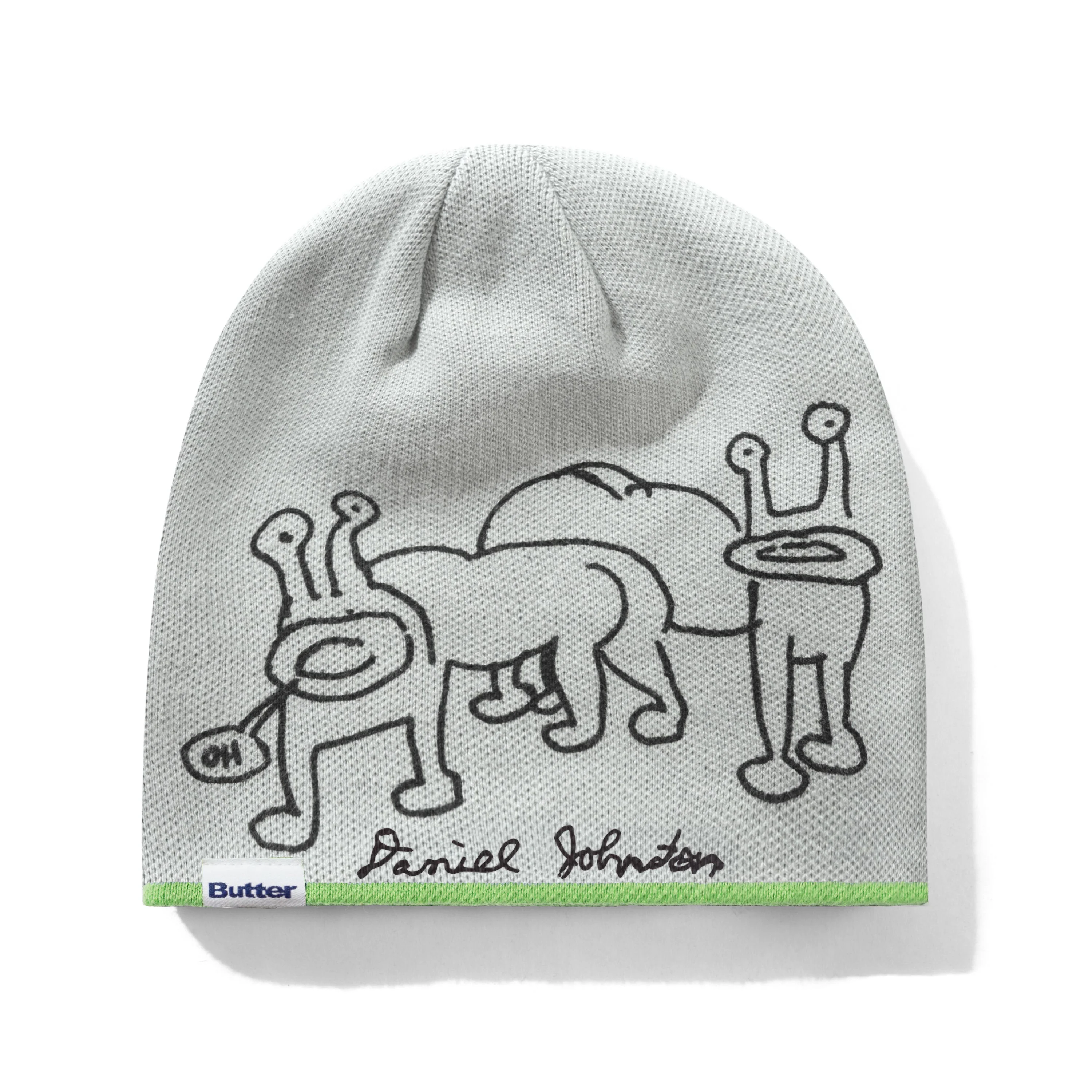 Frog Reversible Beanie, Lime / Grey - Image 3