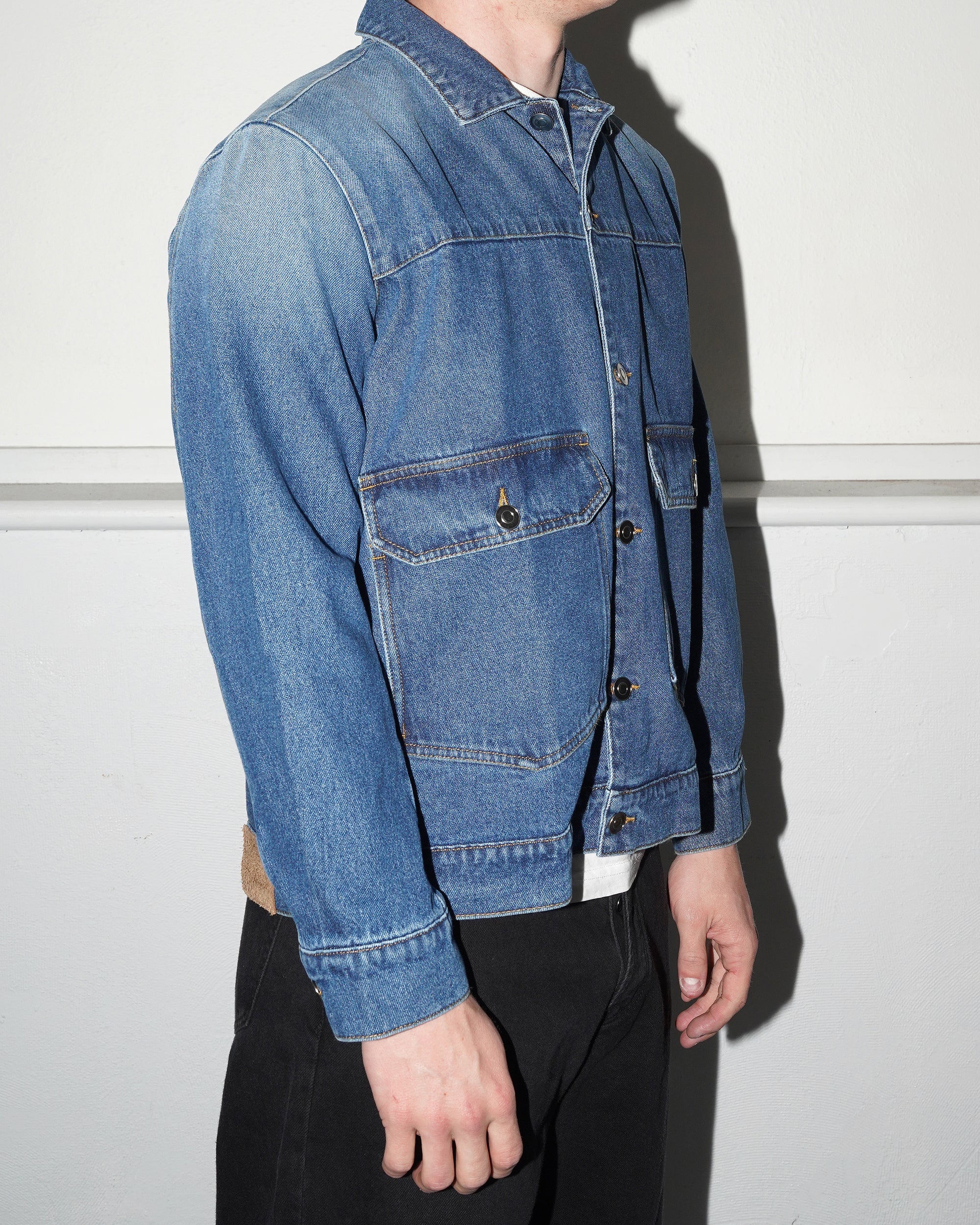 Full Button Denim Jacket, Rinsed Denim - Image 4