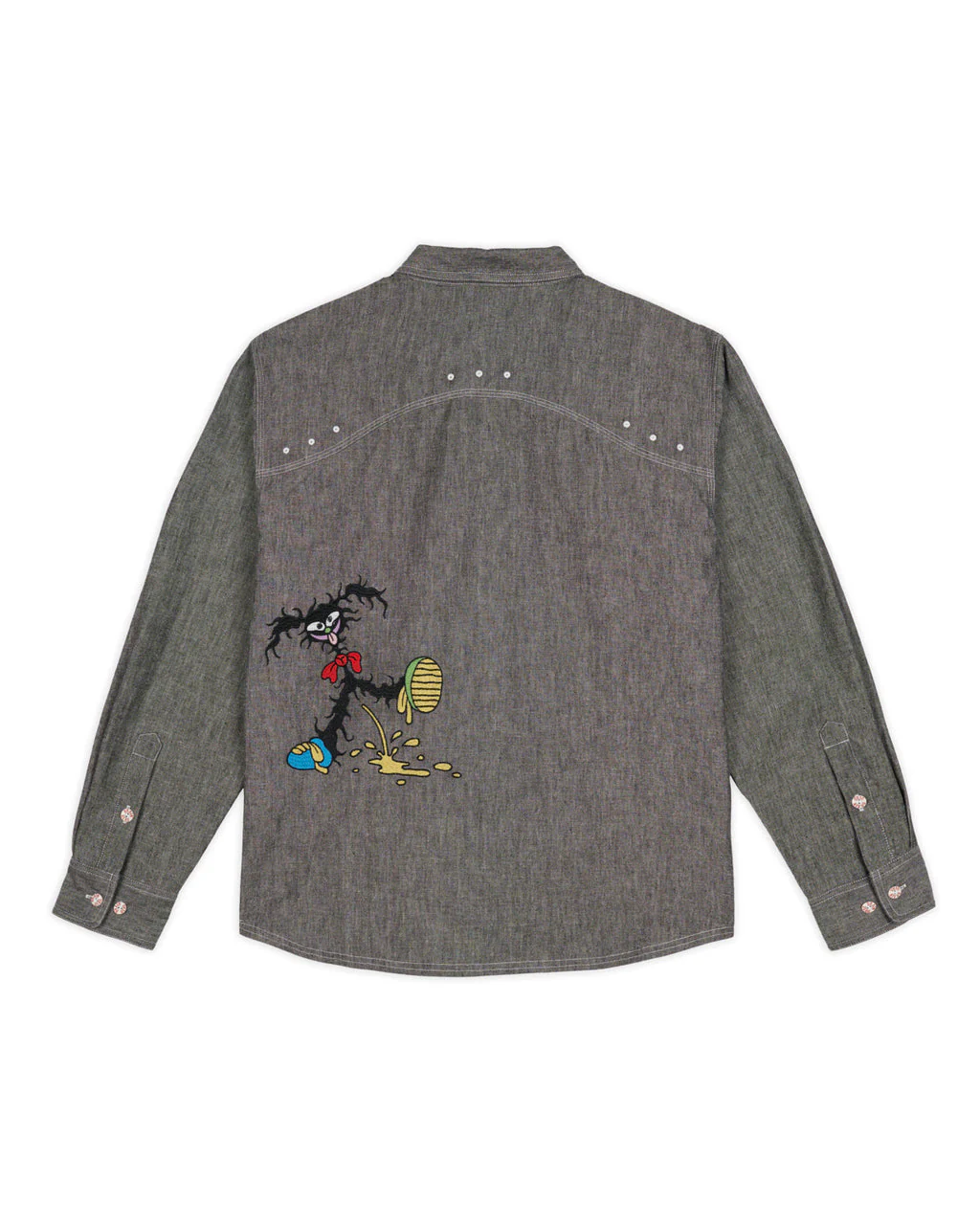 Garden Party Chambray Button Up Shirt, Grey - Image 2