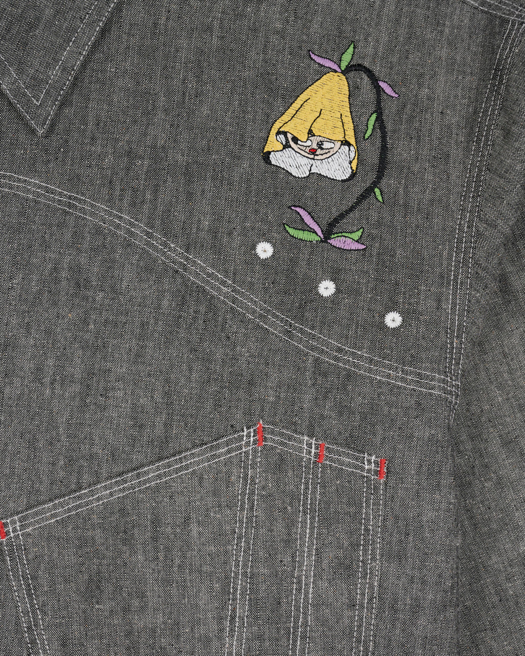 Garden Party Chambray Button Up Shirt, Grey - Image 3