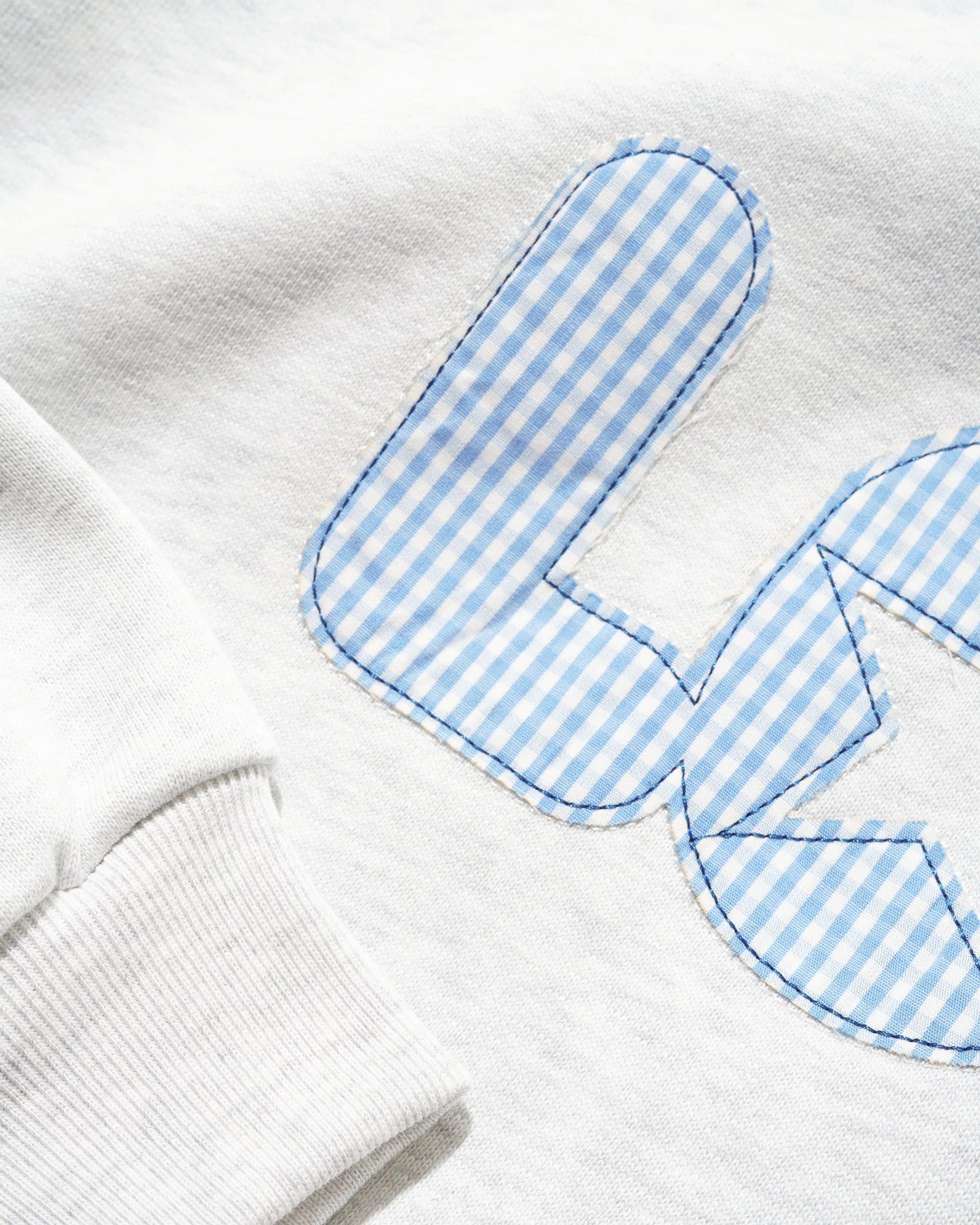 Gingham Applique Crewneck, Ash - Image 3