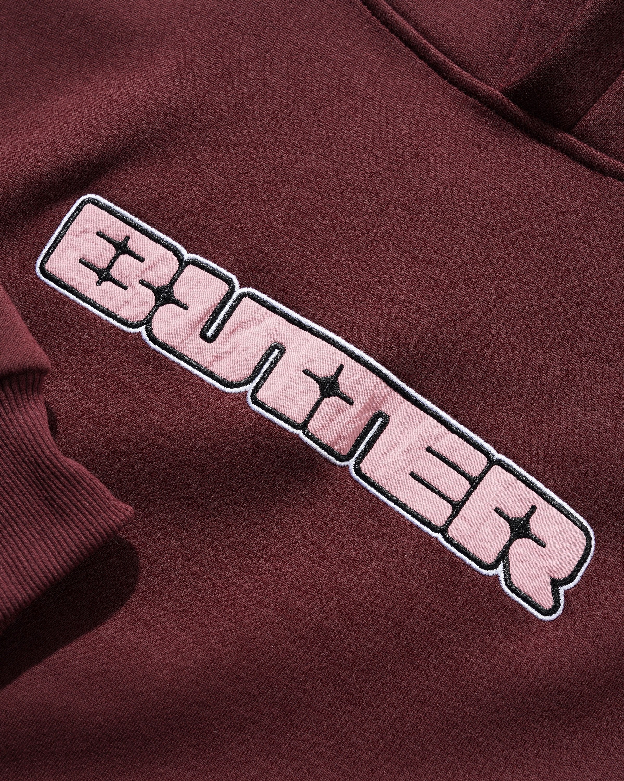 Glint Nylon Applique Pullover Hood, Burgundy - Image 2