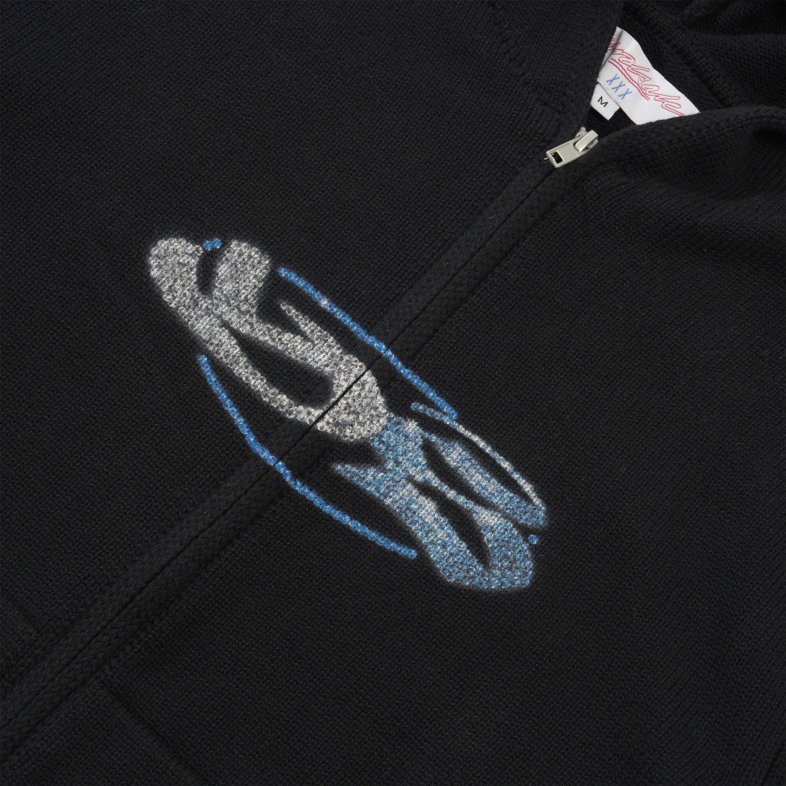 Glitz Knitted Zip-Thru Pullover Hood, Black - Image 2