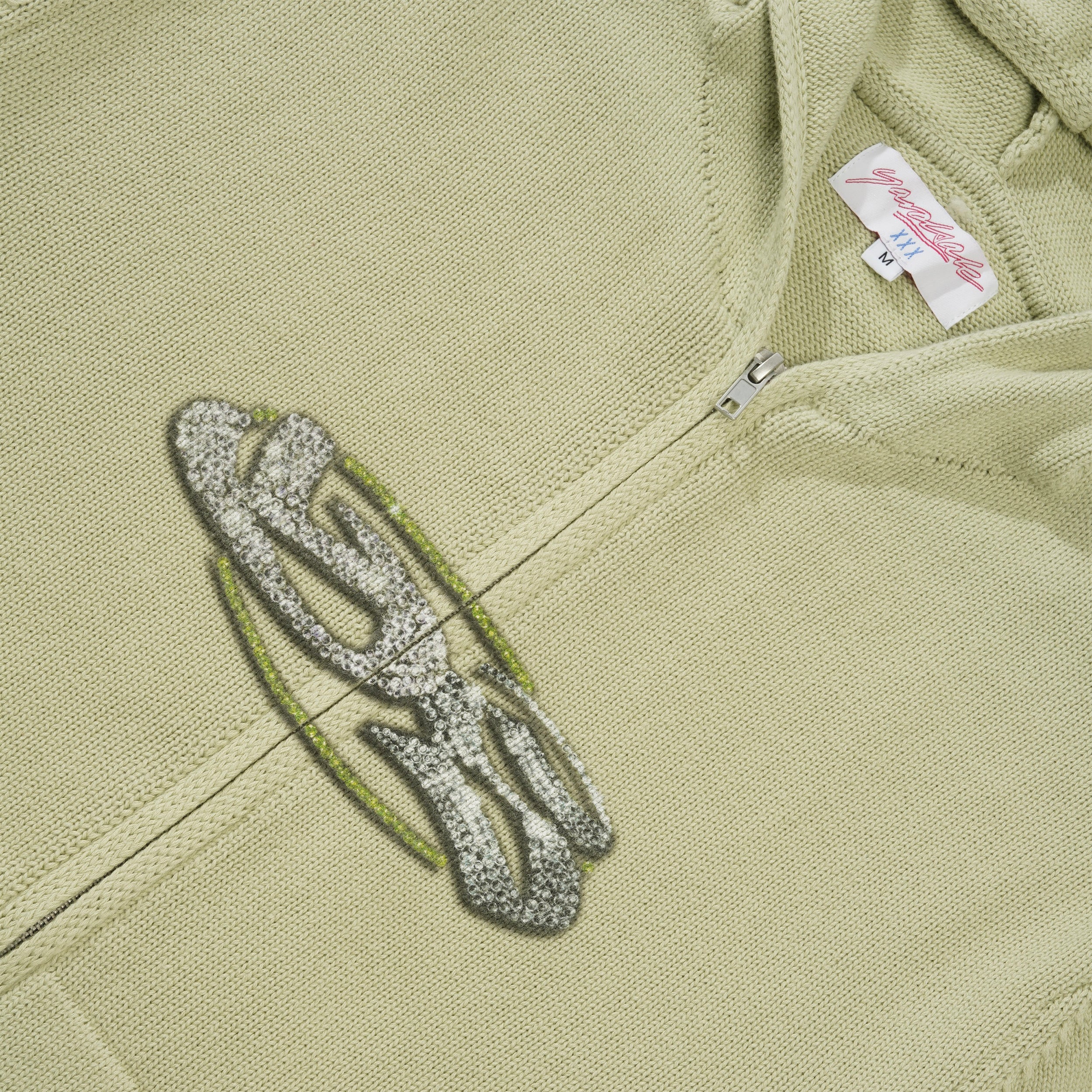 Glitz Knitted Zip-Thru Pullover Hood, Lime - Image 2