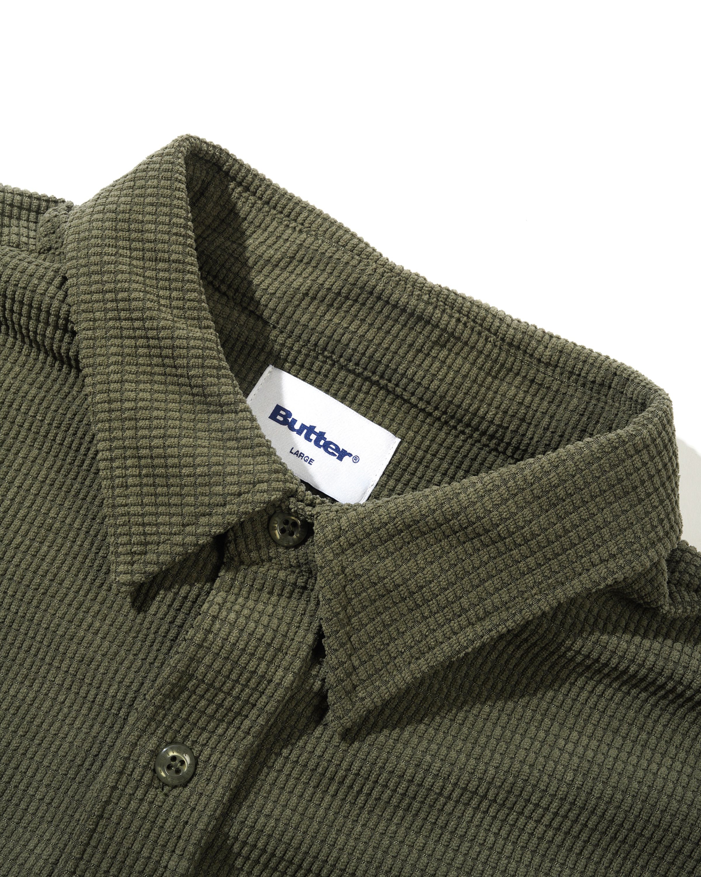 Grid Cord Overshirt, Olive - Image 4