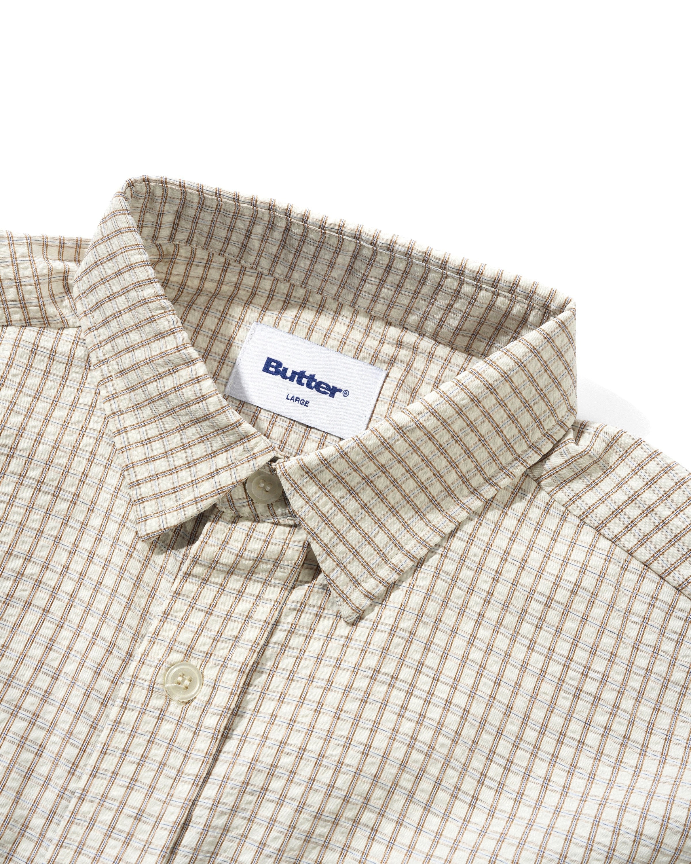 Grid S/S Shirt, Beige - Image 3