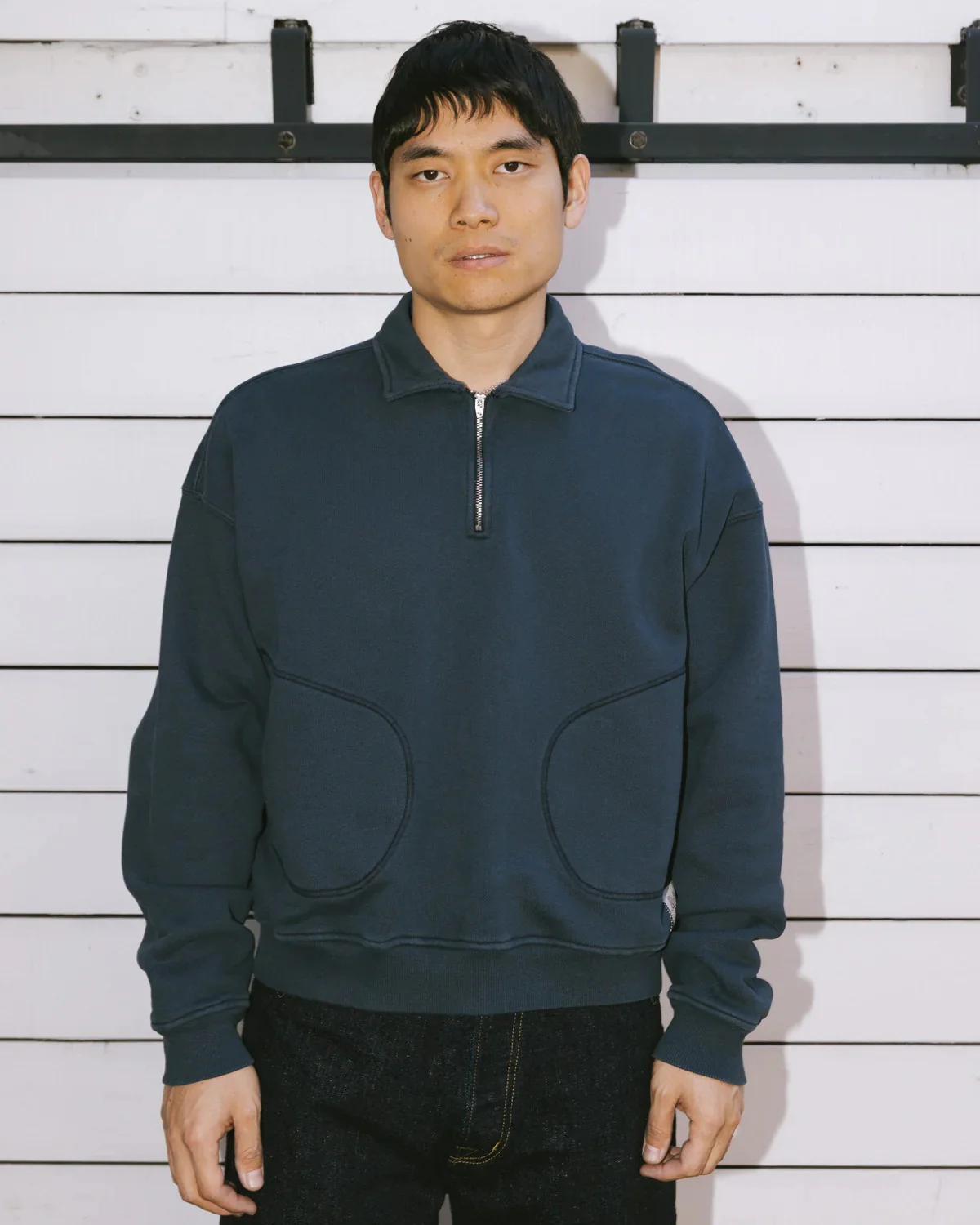 Half-Zip Collared Sweatshirt, Midnight - Image 4
