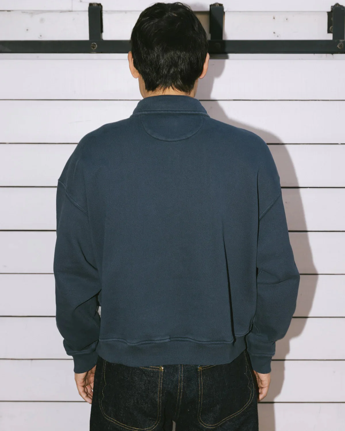 Half-Zip Collared Sweatshirt, Midnight - Image 6