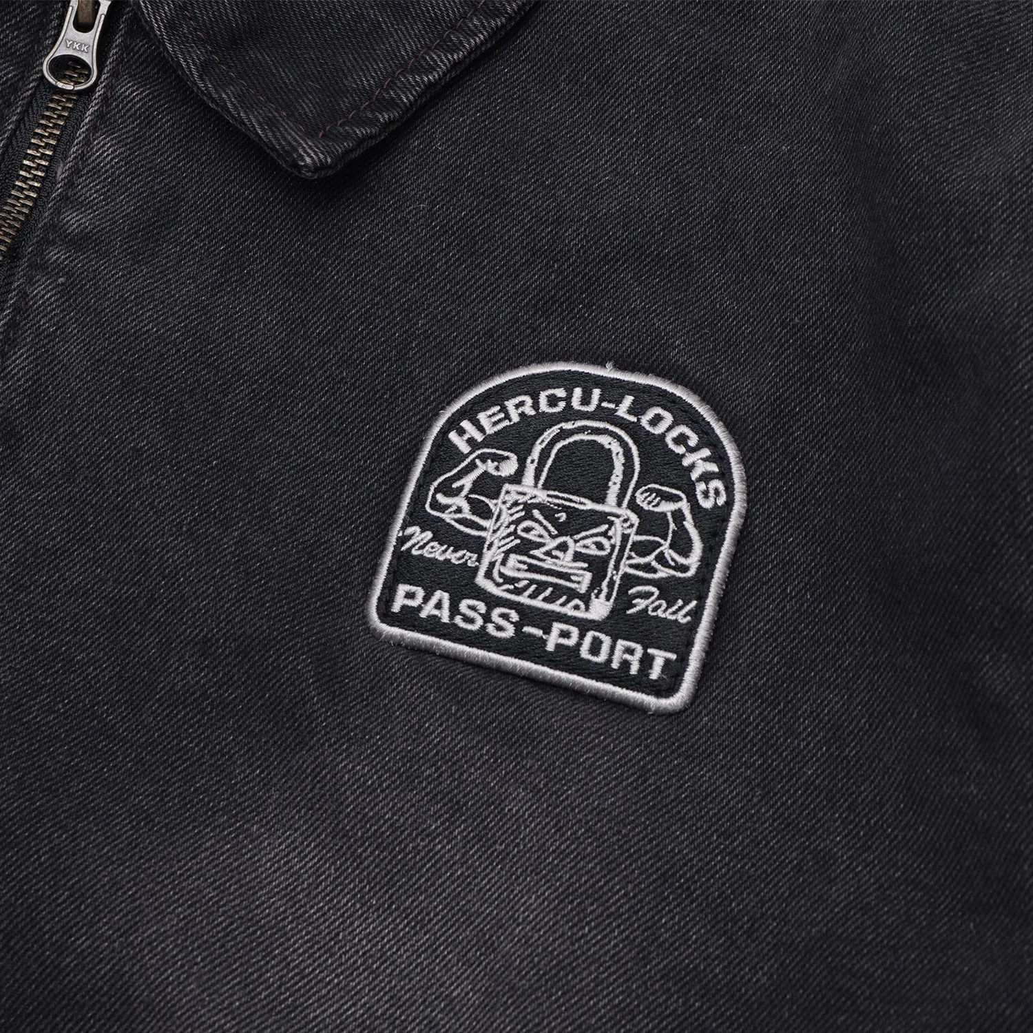 Hercu~locks Recycled Denim Freight Jacket, Washed Black - Image 2
