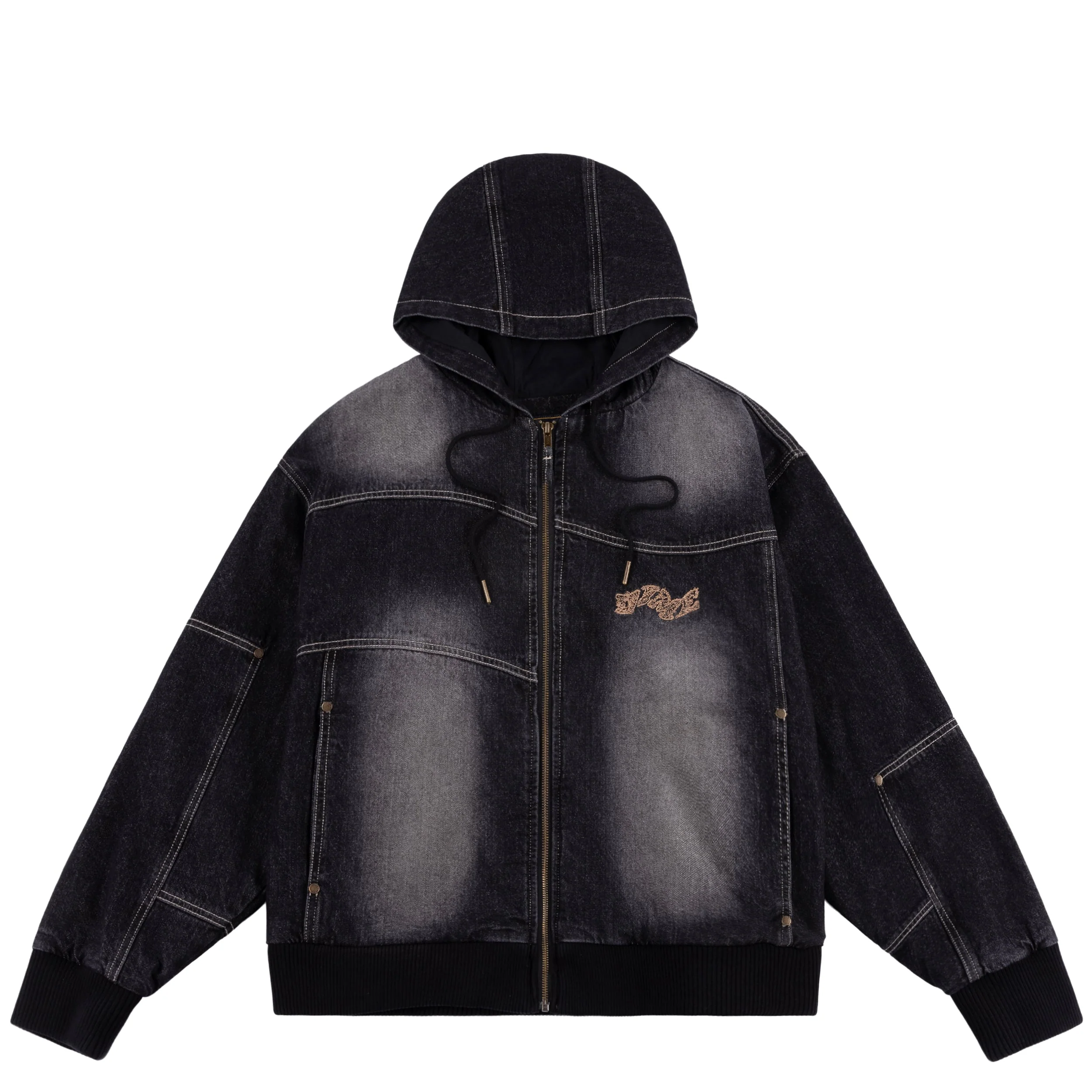 Hooded Utility Jacket, Sandblasted Black