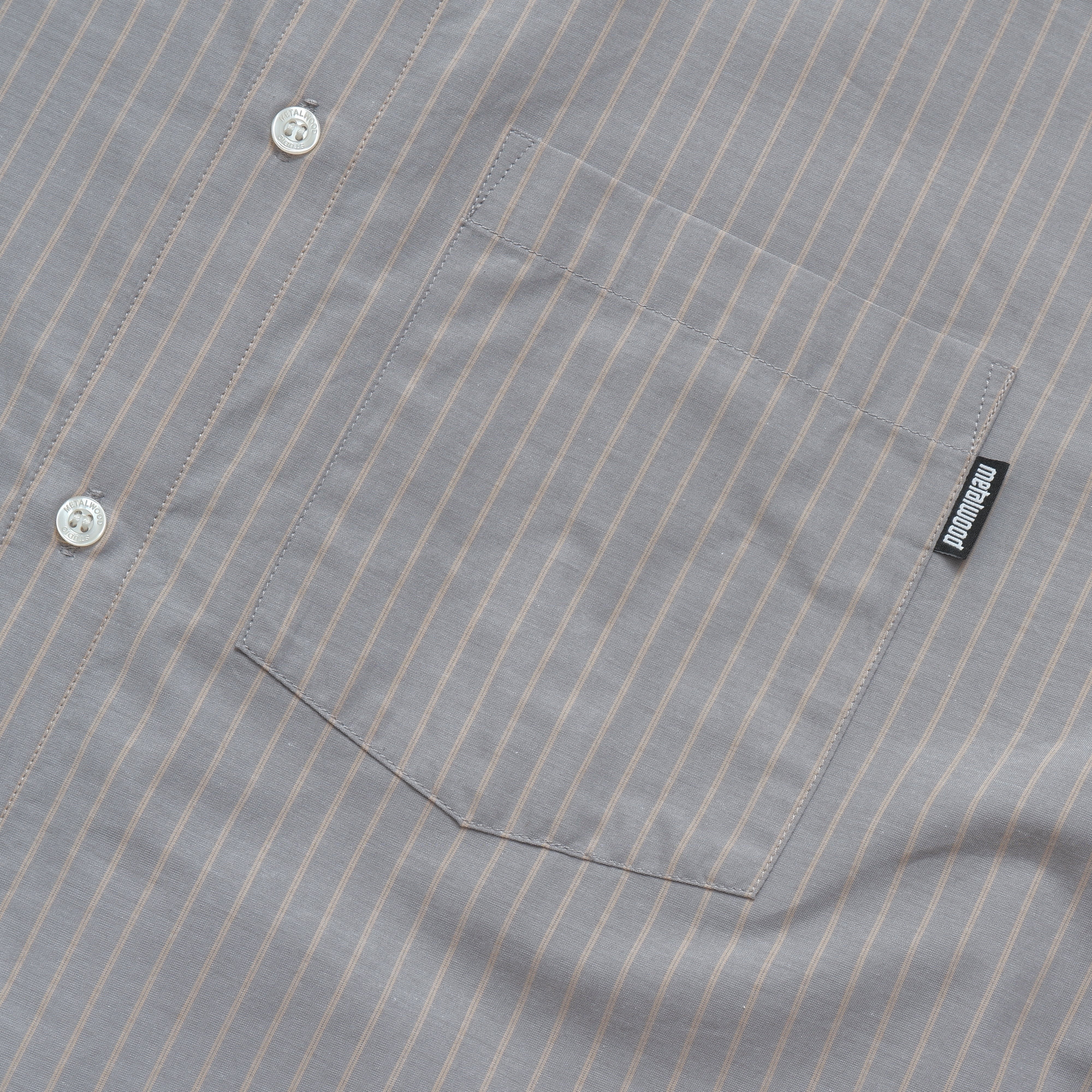L/S Button Up Shirt, Grey / Peach - Image 3