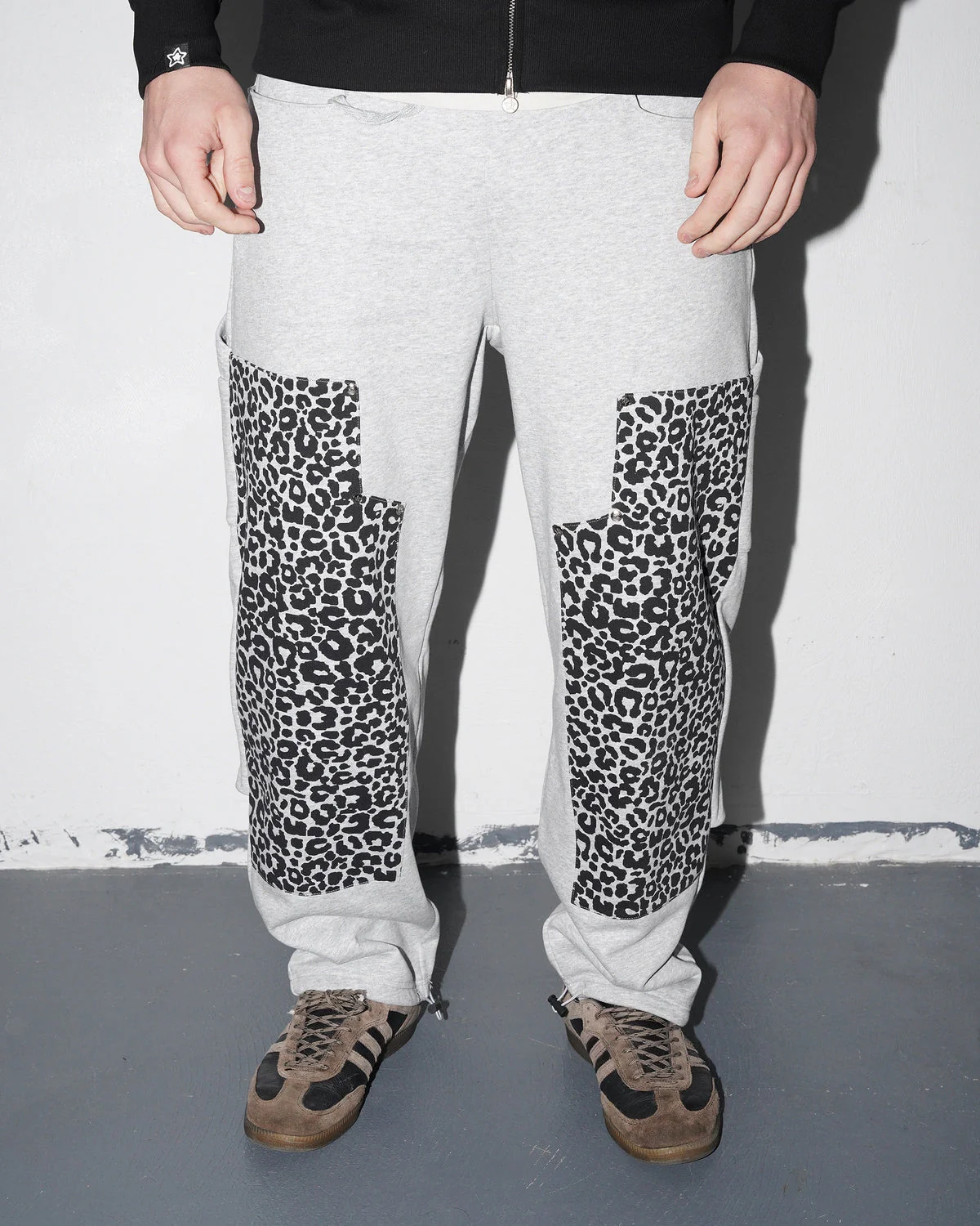 Leopard Double Knee Sweatpants, Grey - Image 5