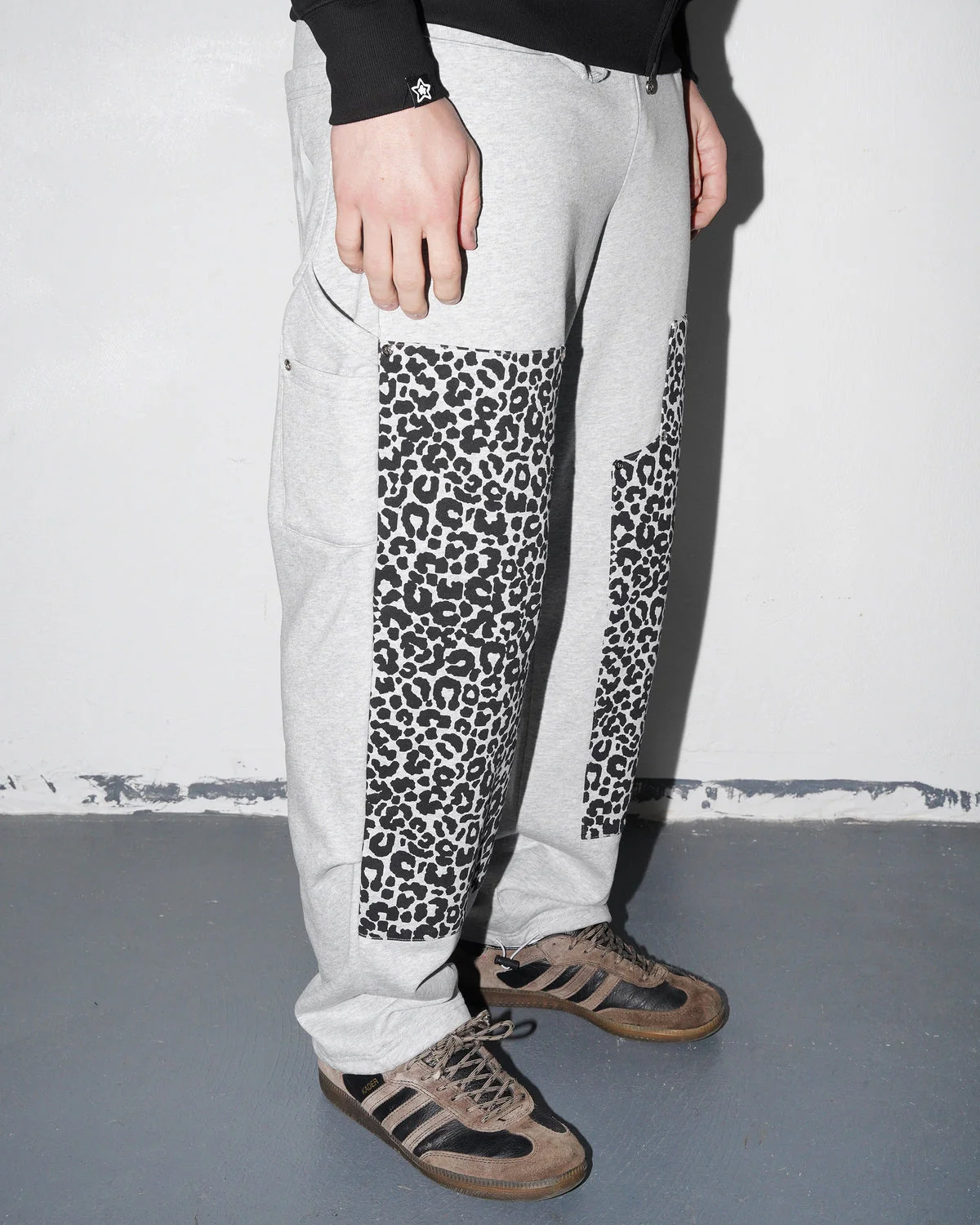 Leopard Double Knee Sweatpants, Grey - Image 6