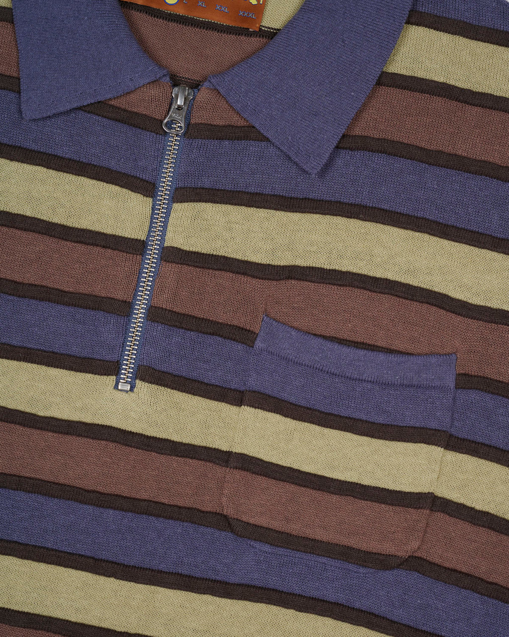 Lifted Stripe Half Zip Shirt, Blue Multi - Image 2