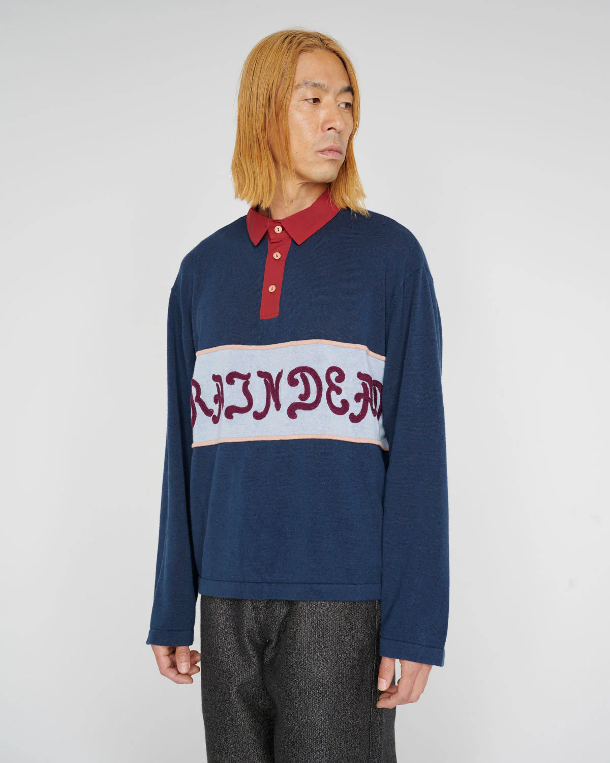 Lifted Stripe L/S Rugby Shirt, Navy Multi - Image 3