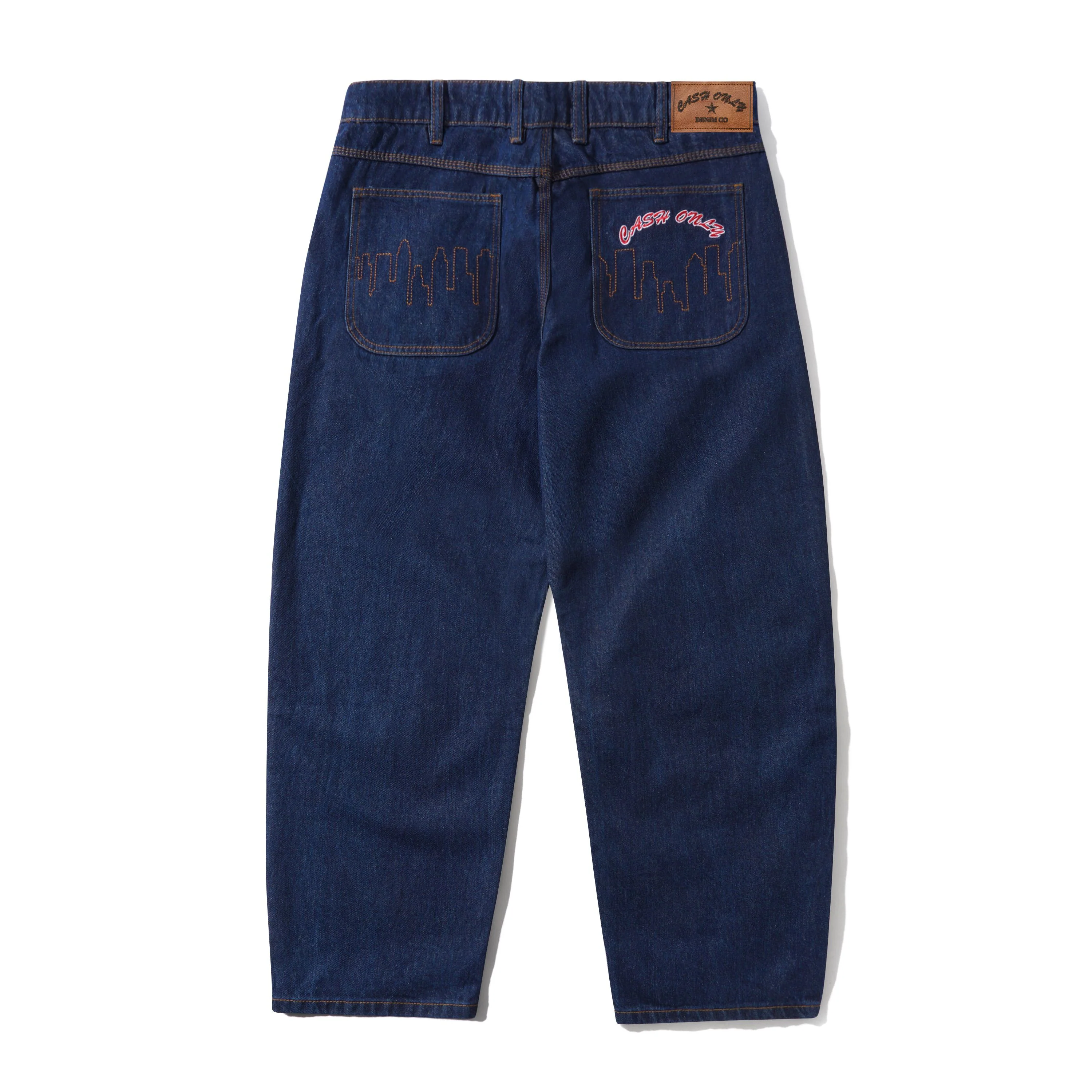 Logo Baggy Denim Jeans, Raw Indigo - Image 2