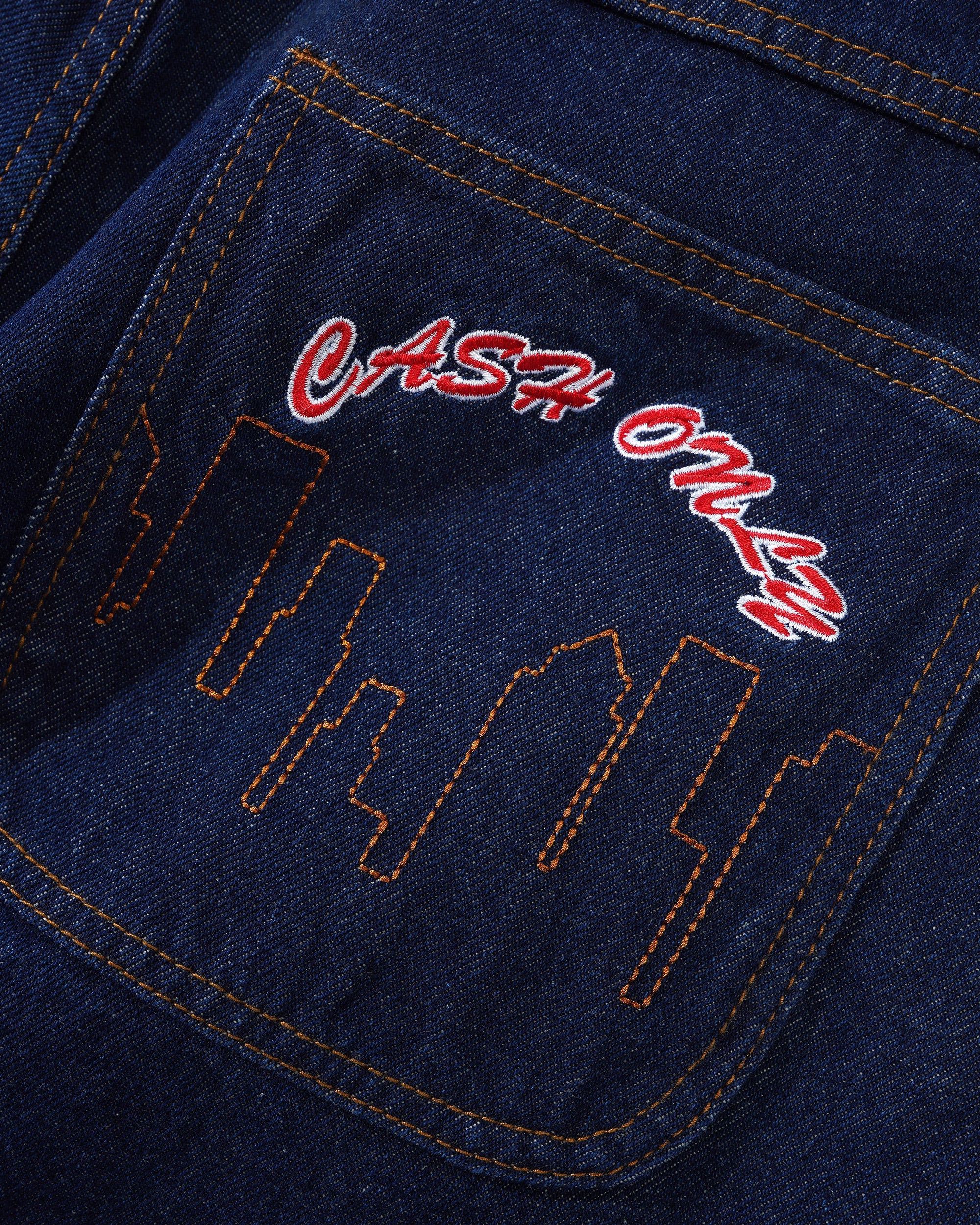 Logo Baggy Denim Jeans, Raw Indigo - Image 3