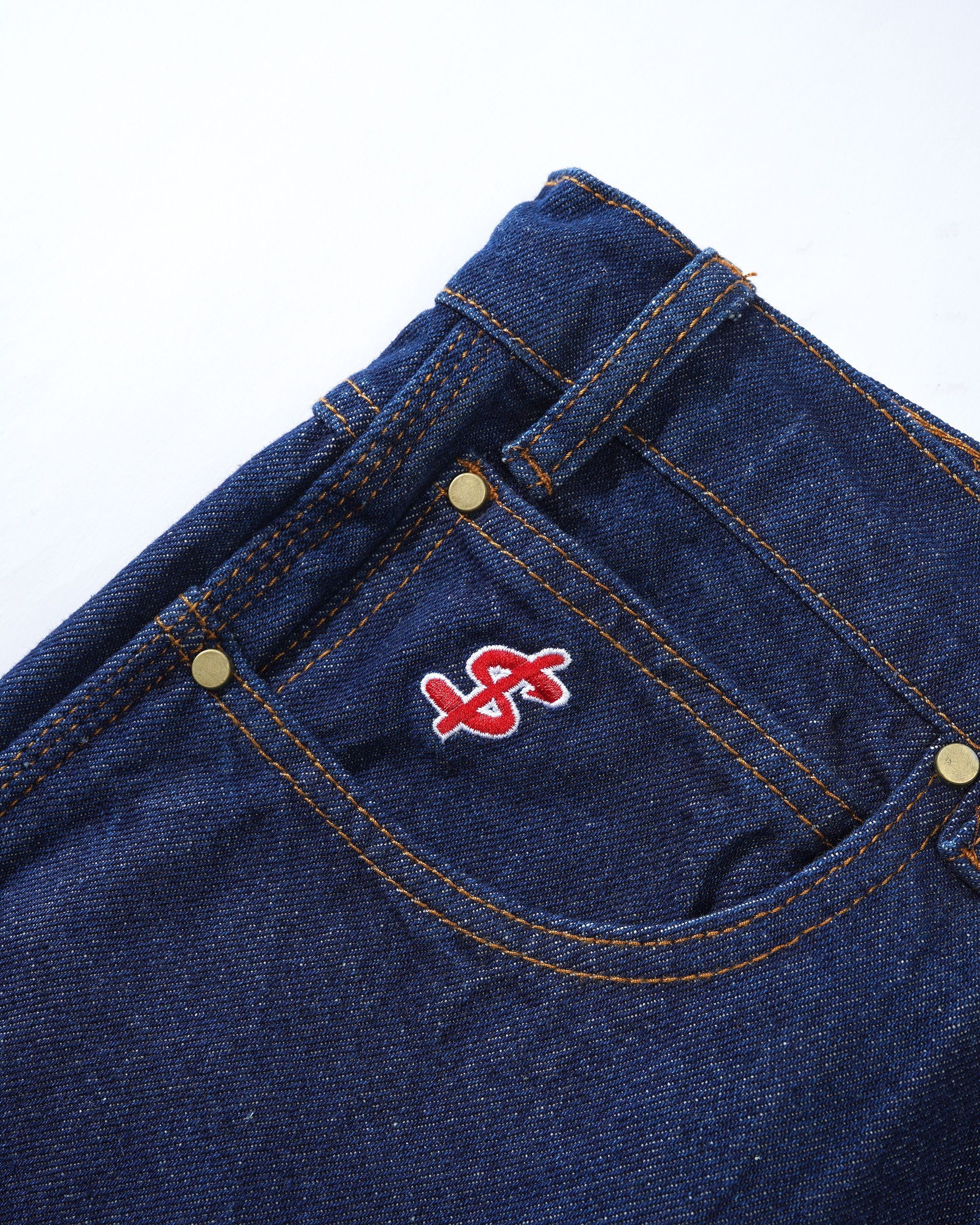 Logo Baggy Denim Jeans, Raw Indigo - Image 4