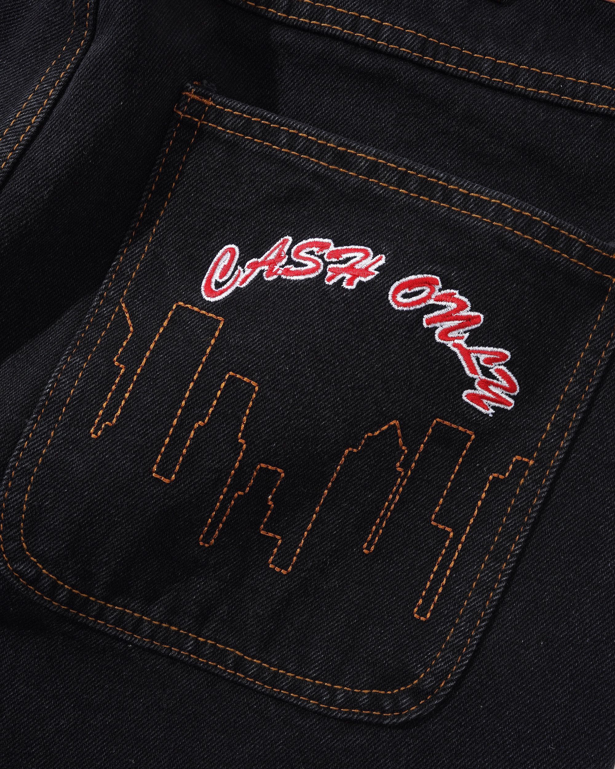 Logo Baggy Denim Jeans, Washed Black - Image 3