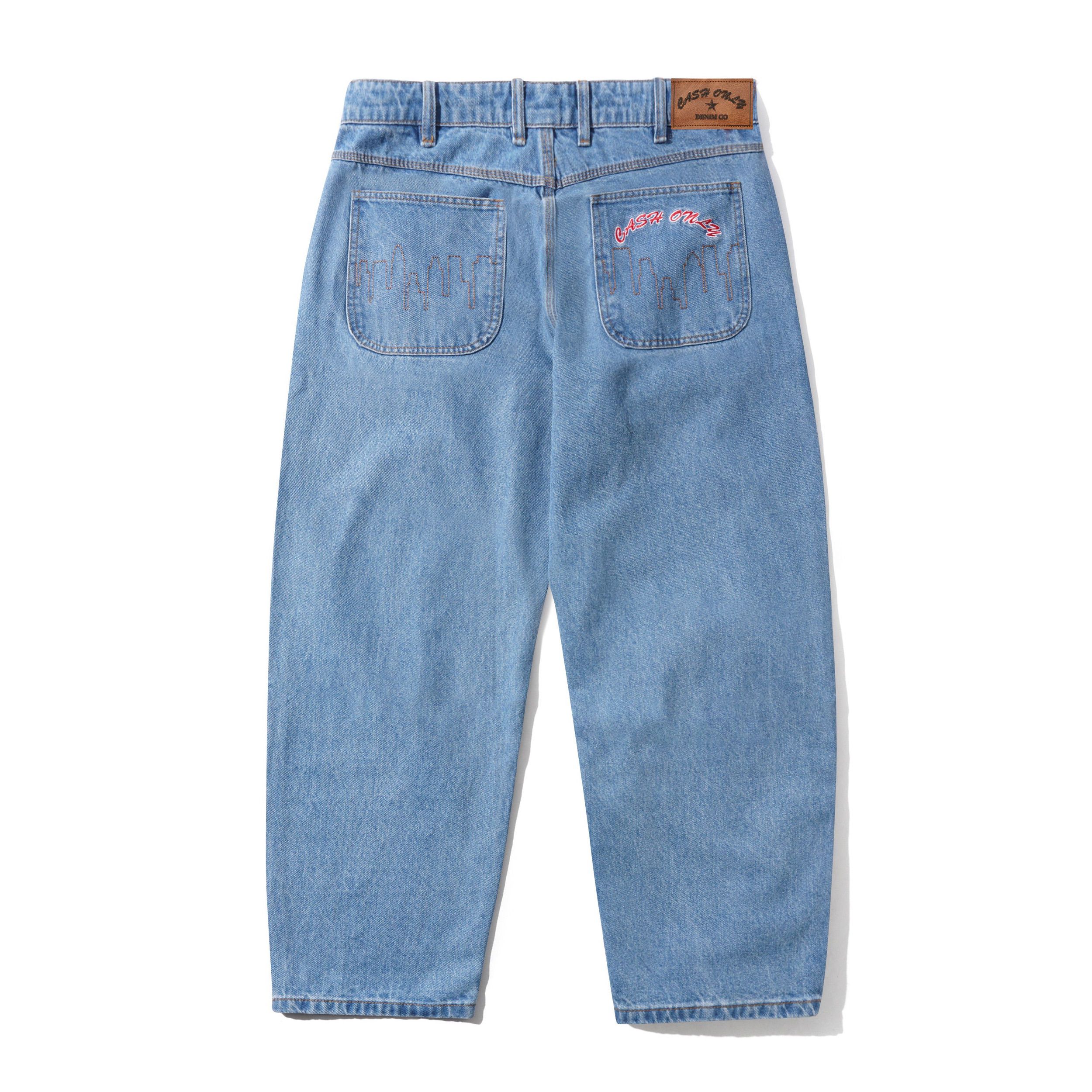 Logo Baggy Denim Jeans, Washed Indigo - Image 2