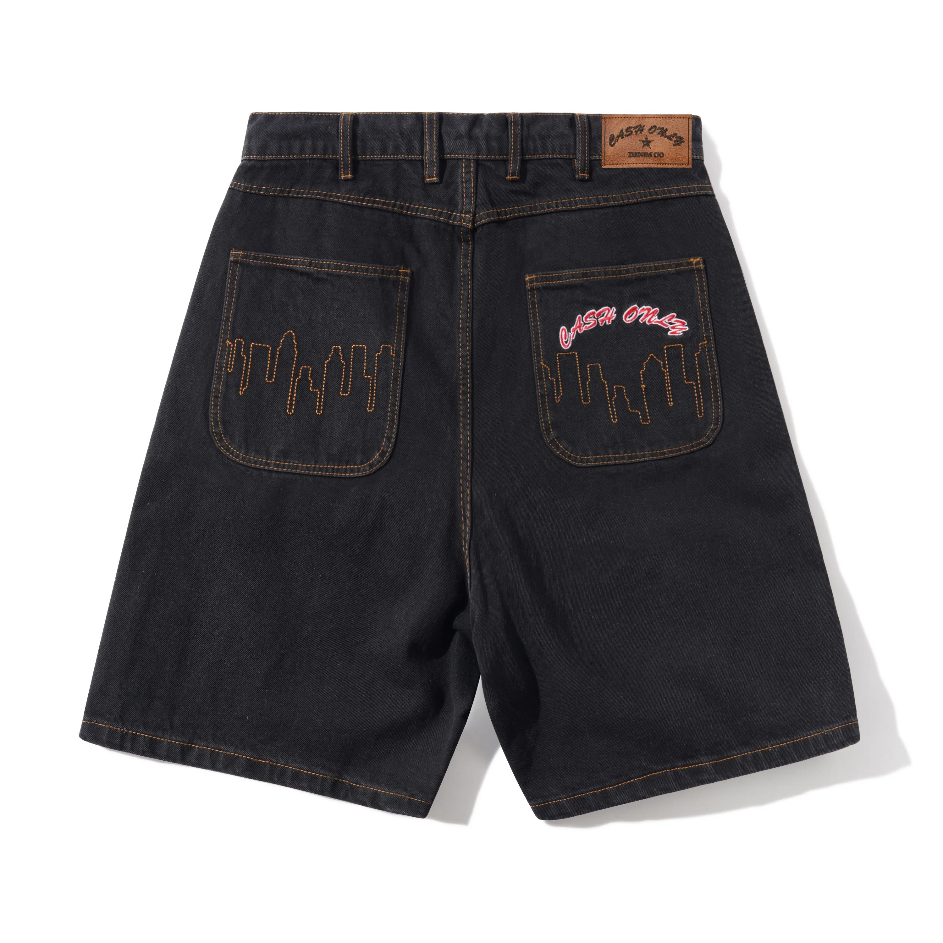 Logo Denim Shorts, Washed Black - Image 2
