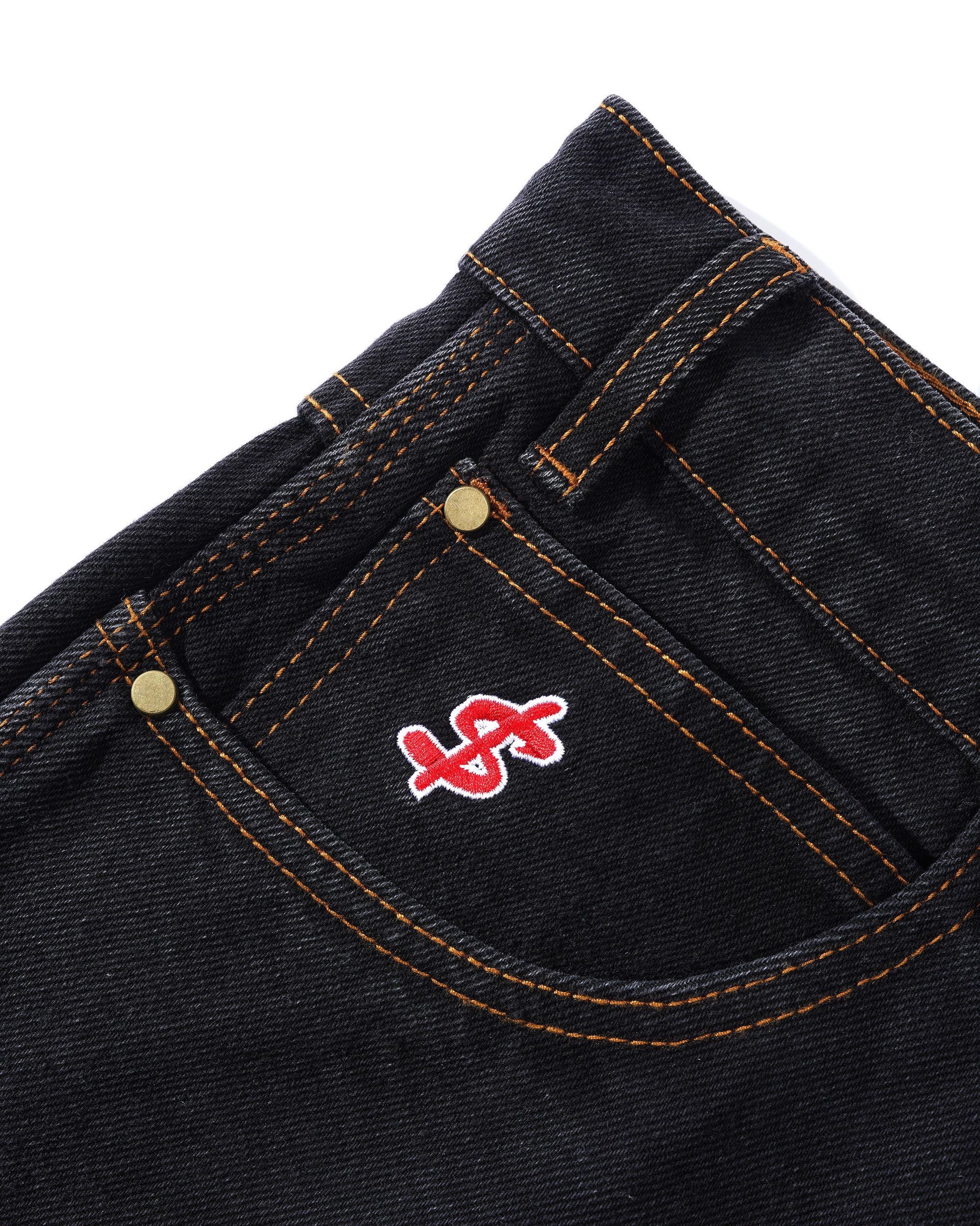 Logo Denim Shorts, Washed Black - Image 3