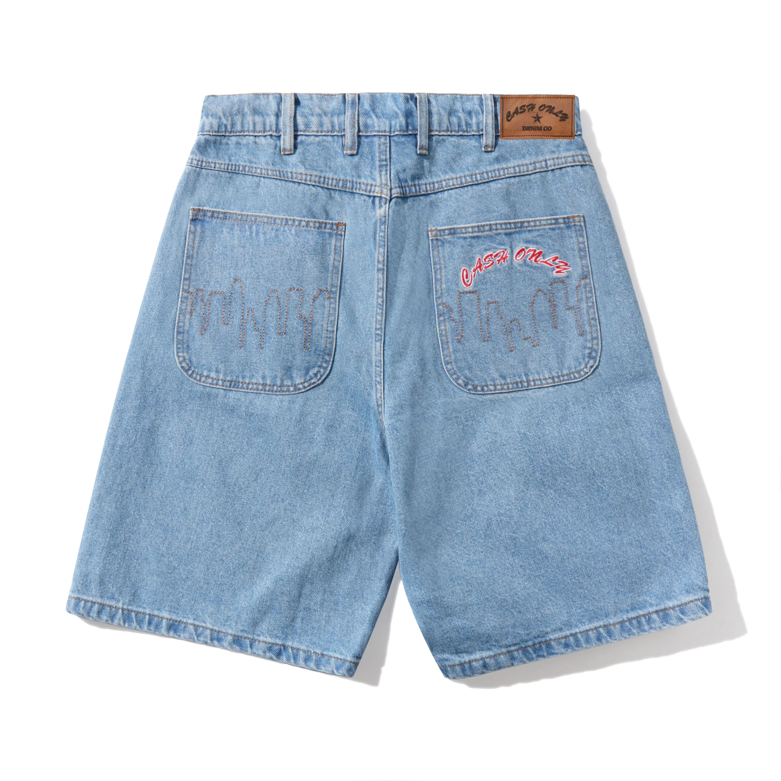 Logo Denim Shorts, Washed Indigo - Image 2