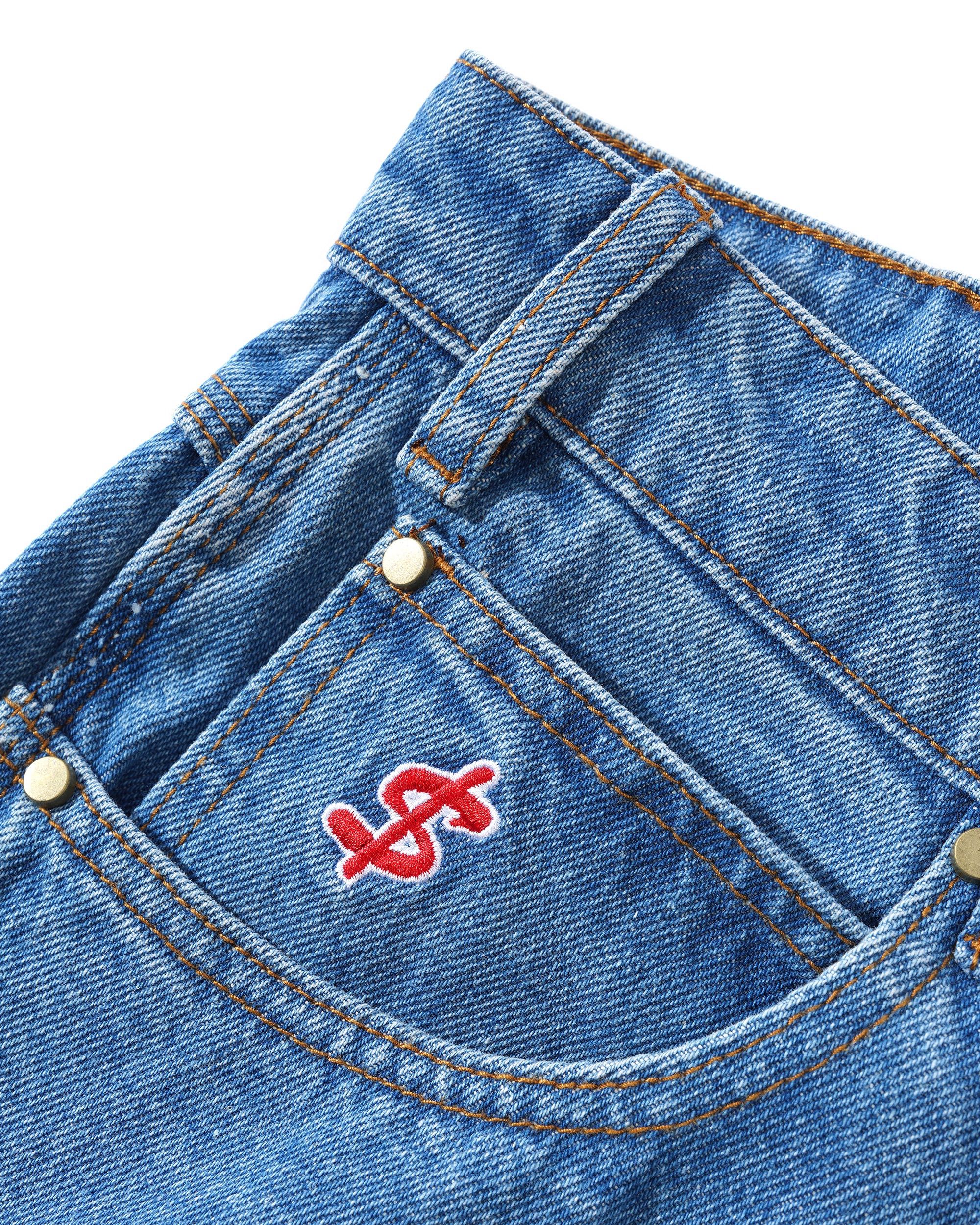 Logo Denim Shorts, Washed Indigo - Image 5