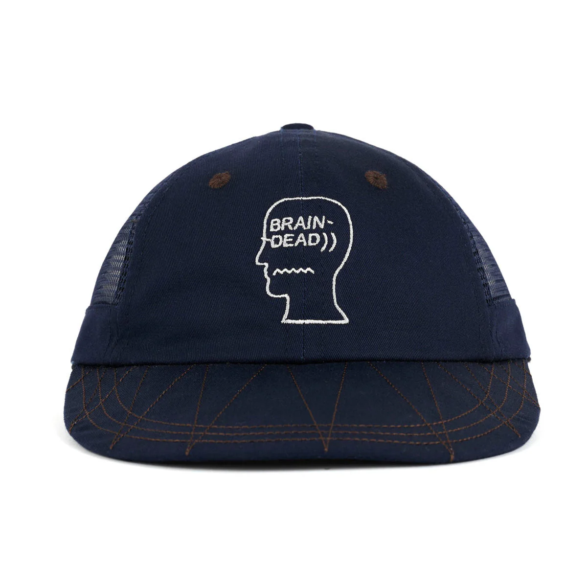 Logohead Long Brim Mesh Panel Hat, Navy - Image 3