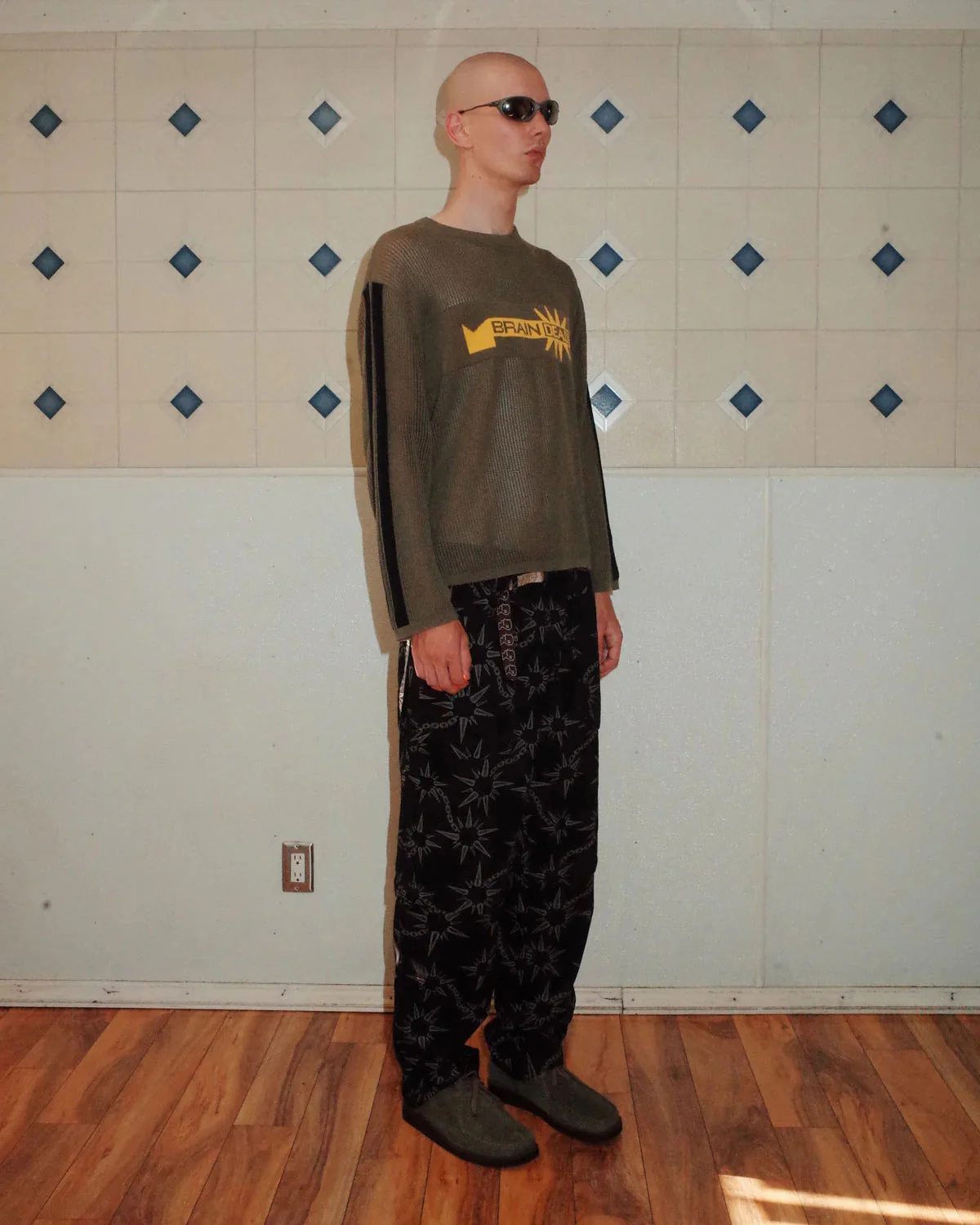 Long Sleeve Mesh Sweater, Green - Image 3