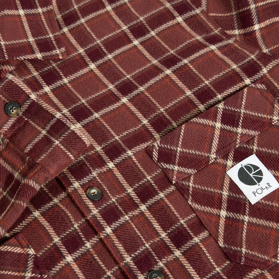 Mike L/S Flannel Shirt, Oxblood Check - Image 3