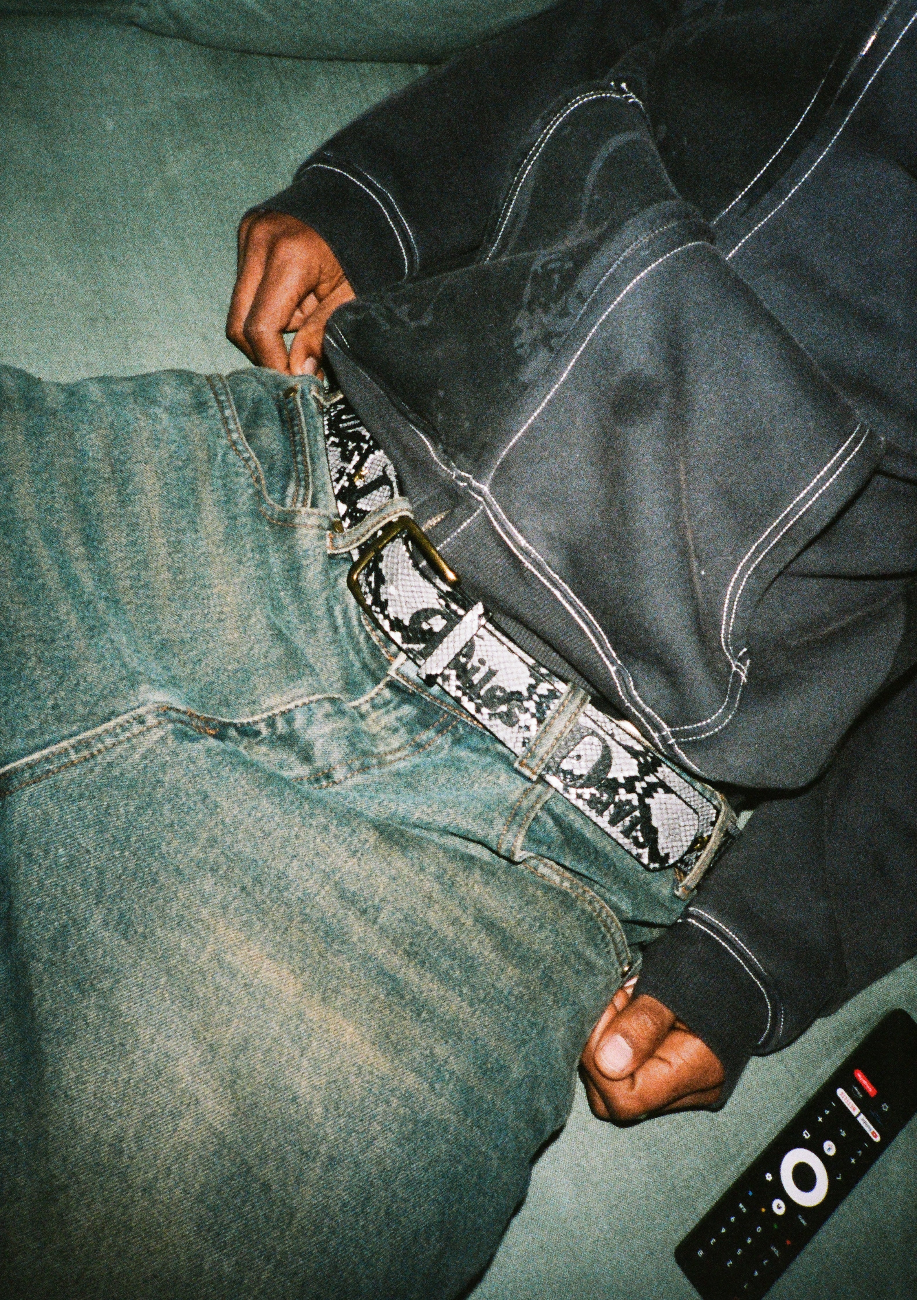 Miles Studded Belt, Snakeskin - Image 4