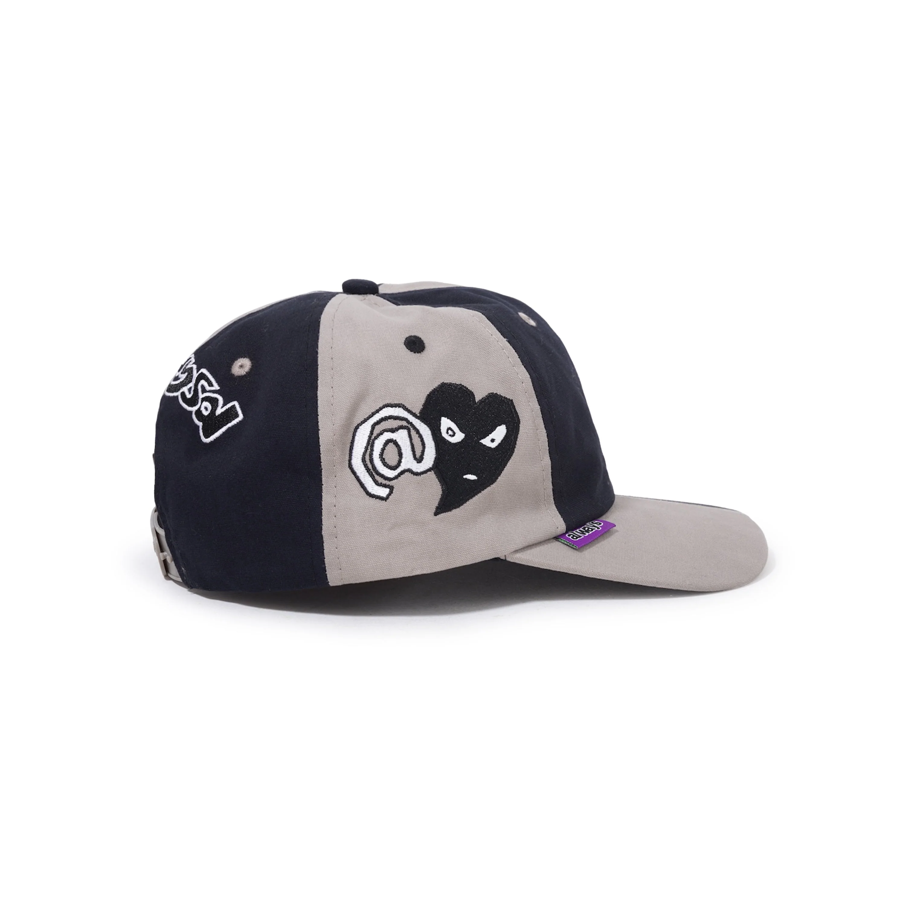 Mixed 6 Panel Hat, Grey / Black - Image 3