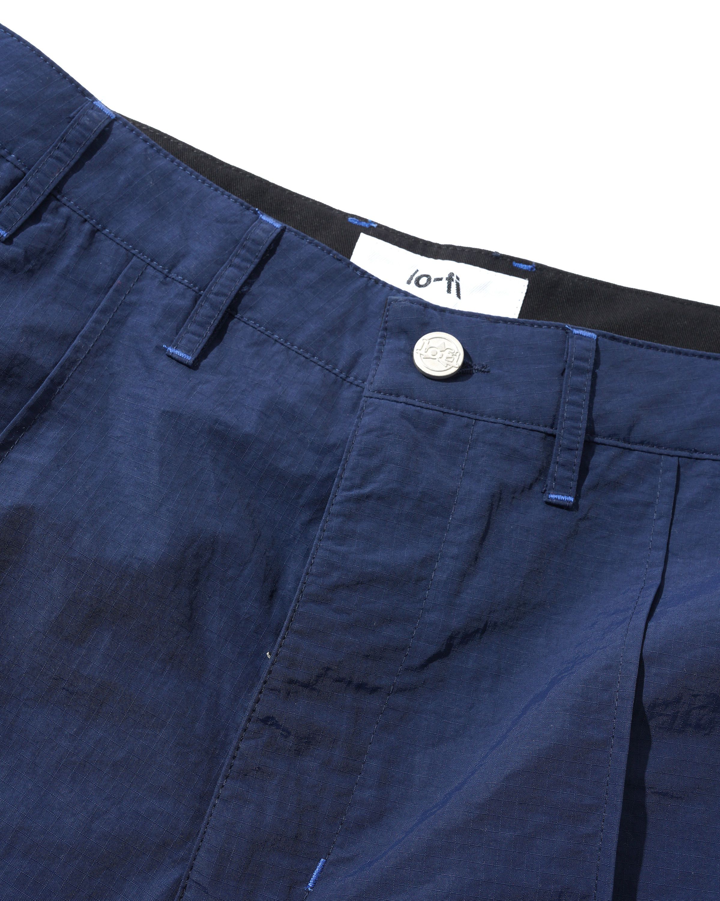 Nylon Ripstop Pleated Shorts, Navy - Image 4