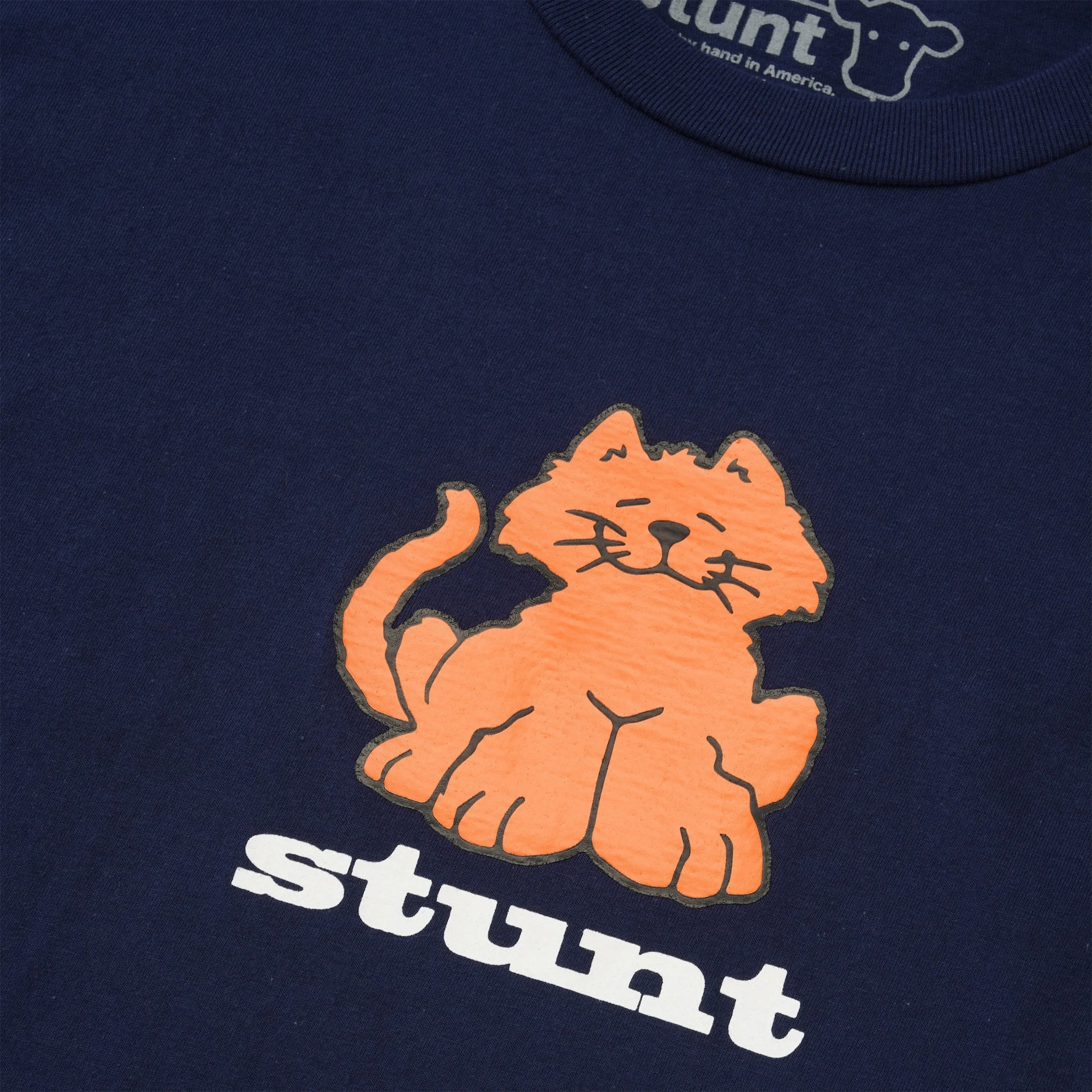 Orange Kitty Cat Tee, Navy - Image 2