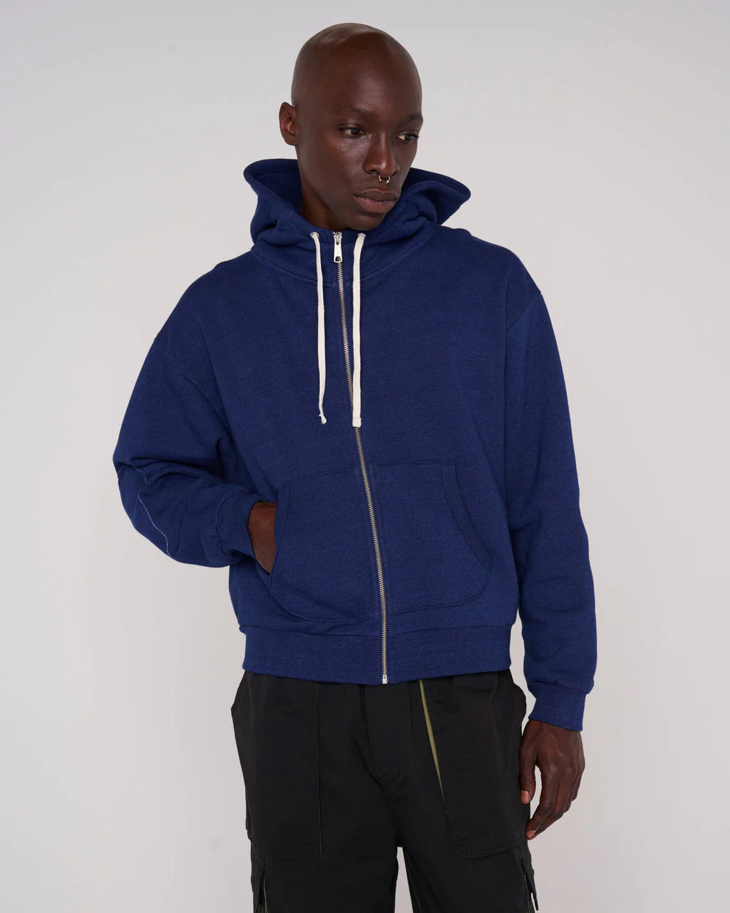 Padded Elbow Zip-Up Hood, Indigo - Image 4