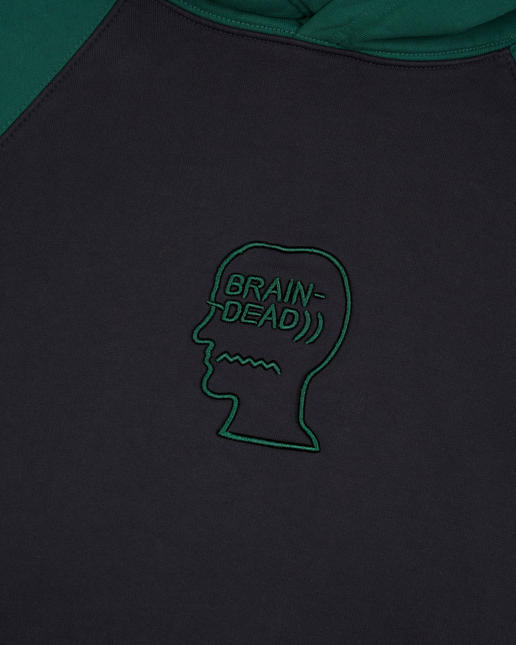 Pigment Wash Logo Head Raglan Pullover, Navy / Green - Image 3