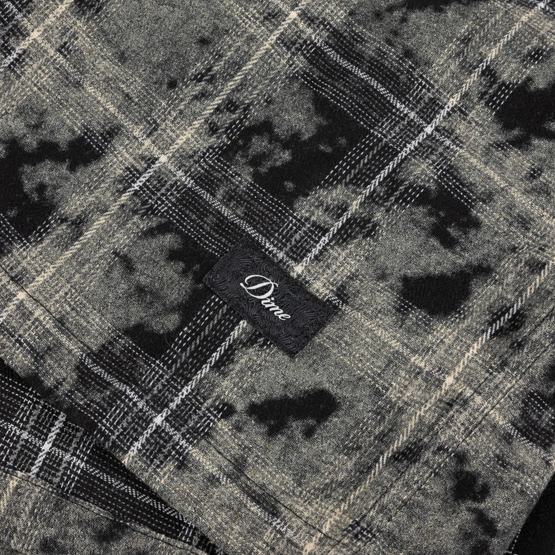Plaid Flannel Shirt, Bleached Black - Image 3