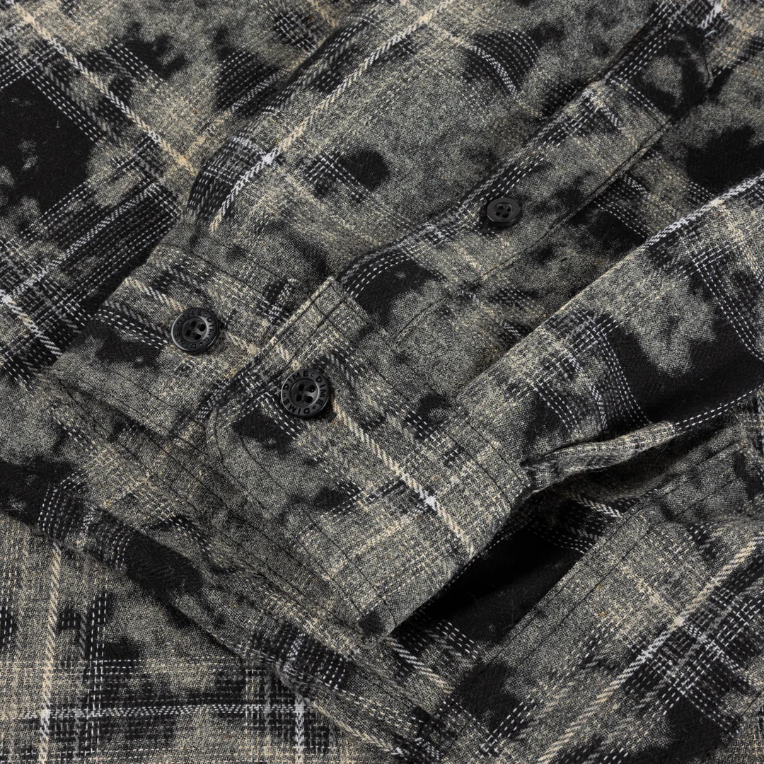 Plaid Flannel Shirt, Bleached Black - Image 4