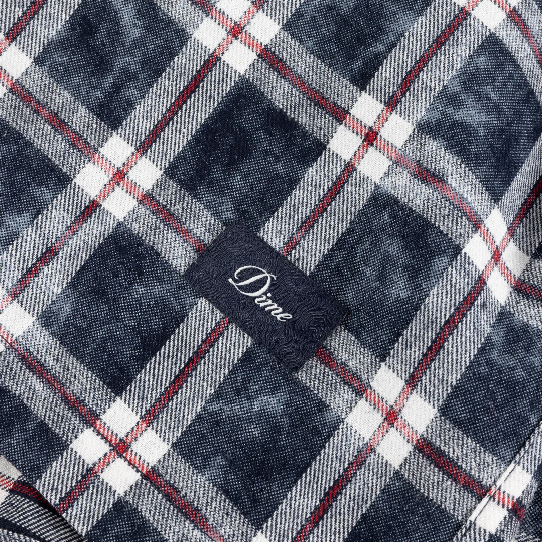 Plaid Flannel Shirt, Bleached Navy - Image 3