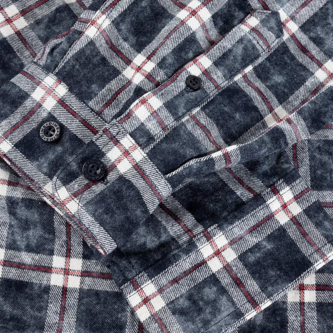 Plaid Flannel Shirt, Bleached Navy - Image 4
