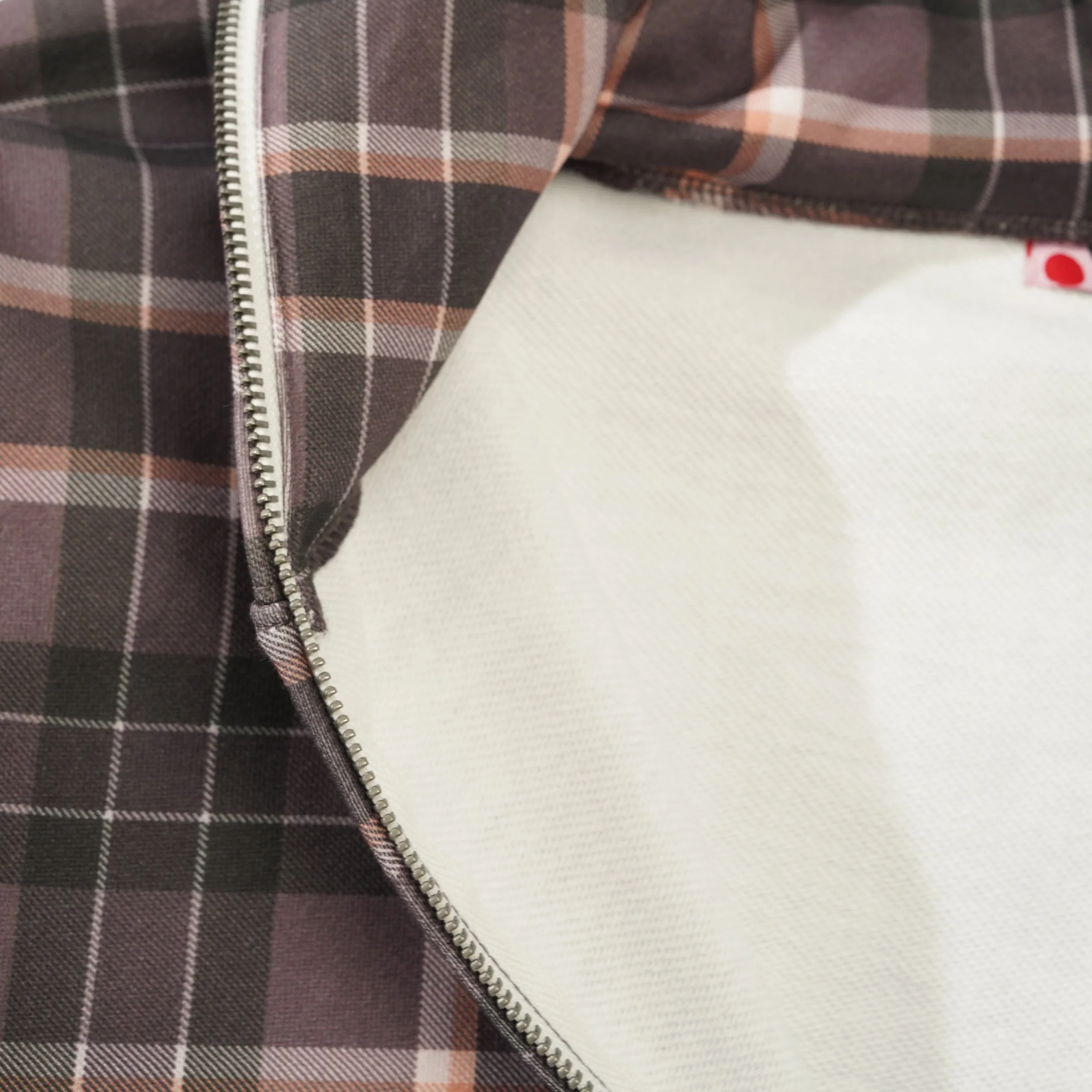 Plaid Full Zip Pullover Hood, Brown - Image 3