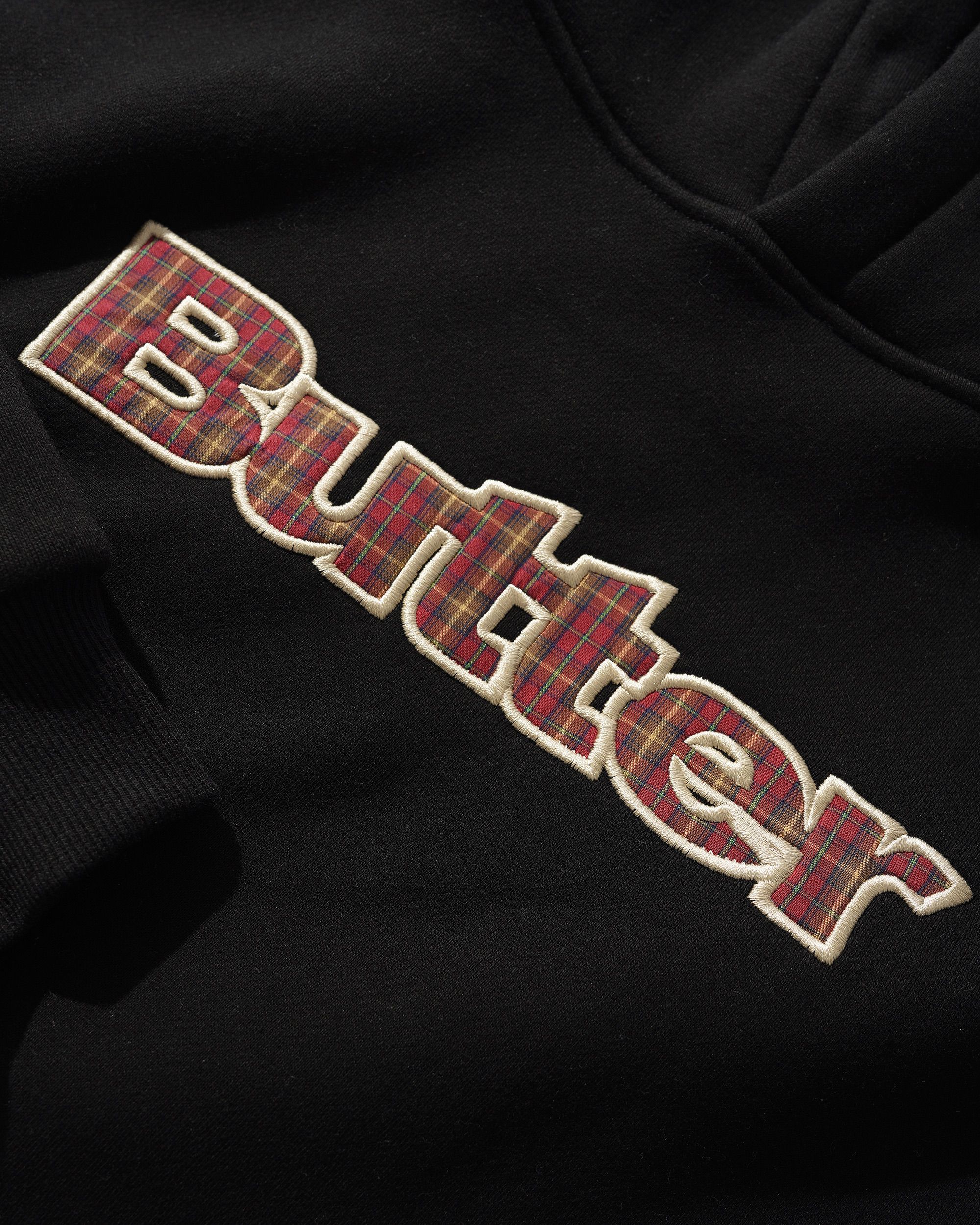 Plaid Logo Applique Pullover Hood, Black - Image 2