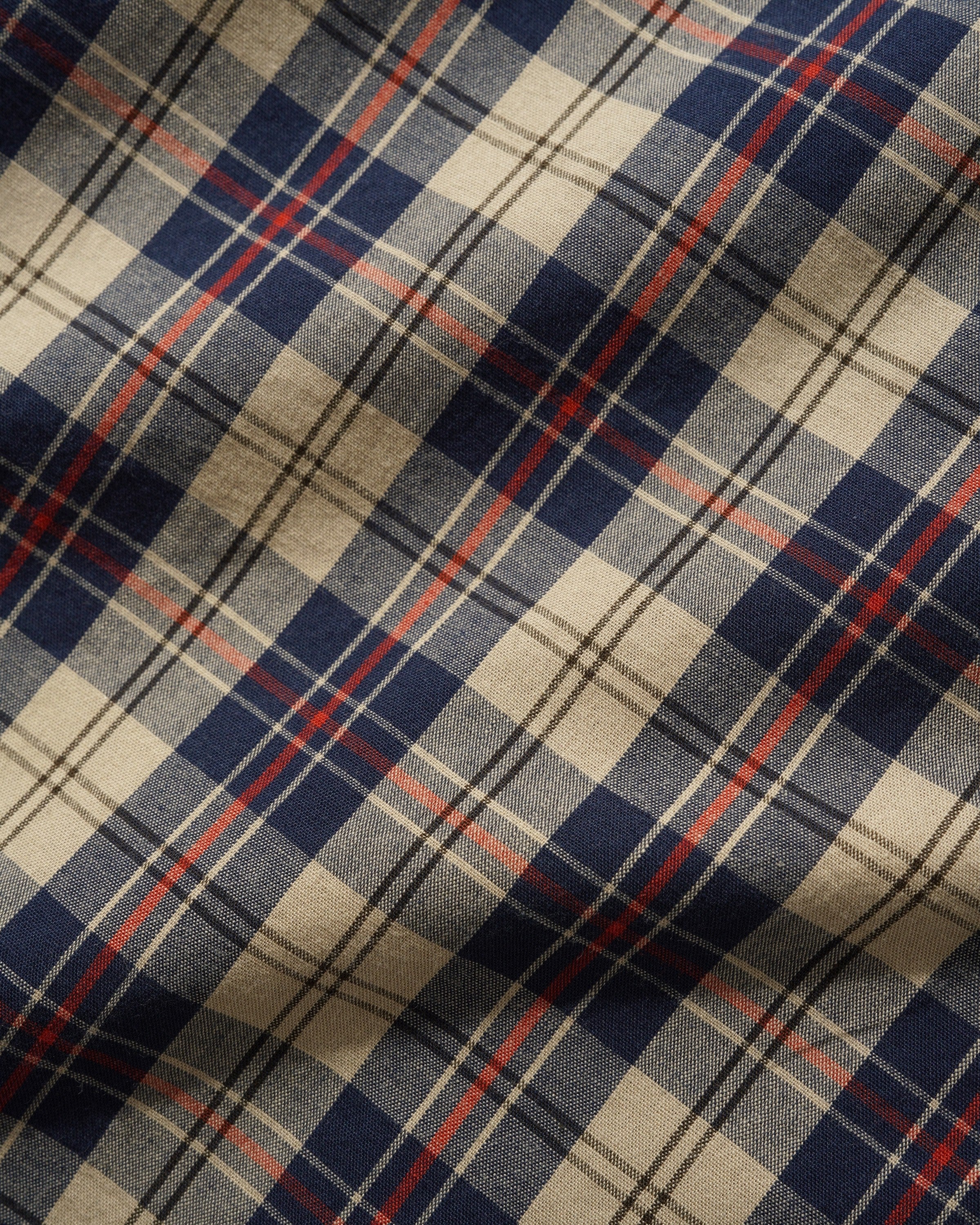 Plaid Shirt, Beige / Navy - Image 3