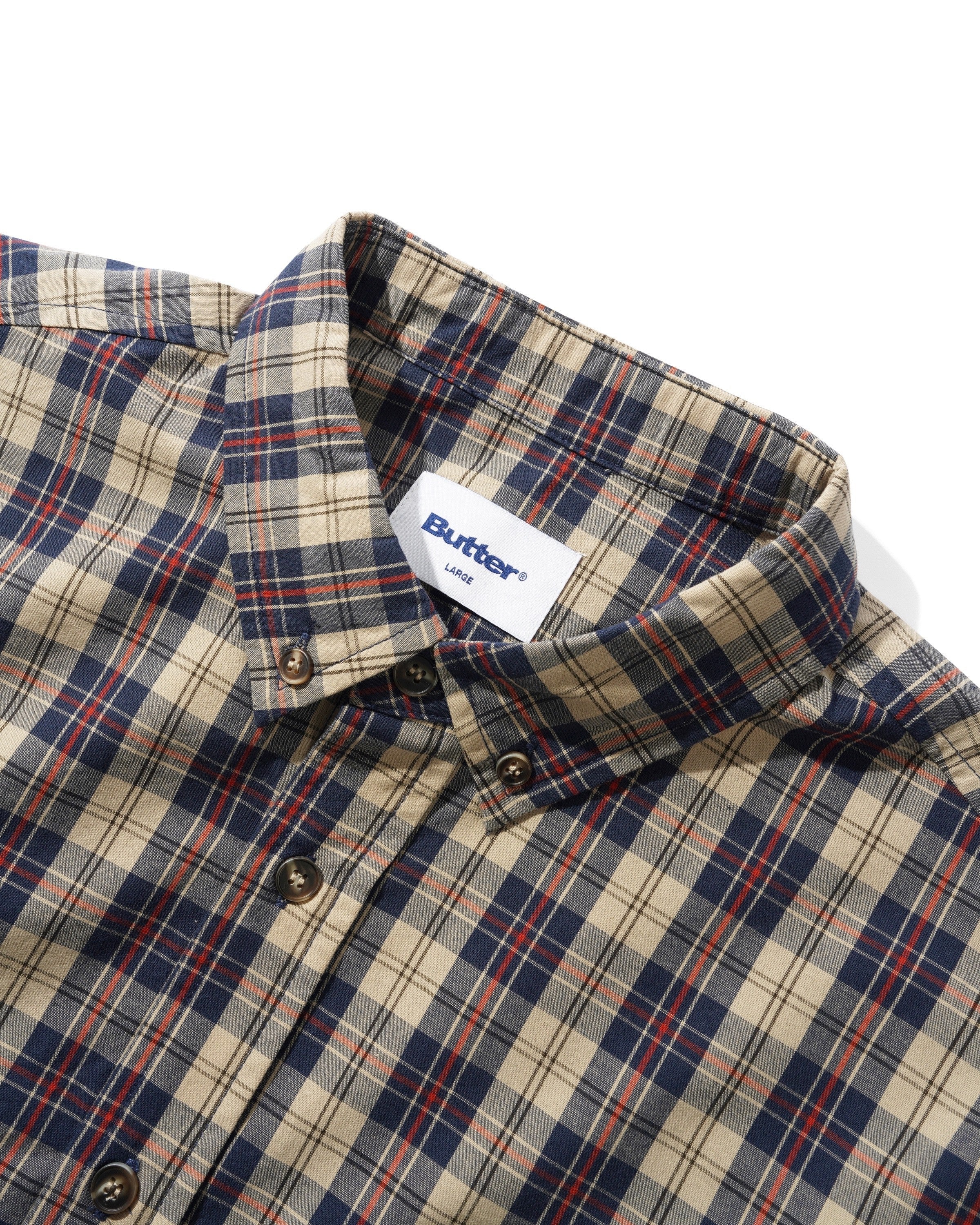 Plaid Shirt, Beige / Navy - Image 4