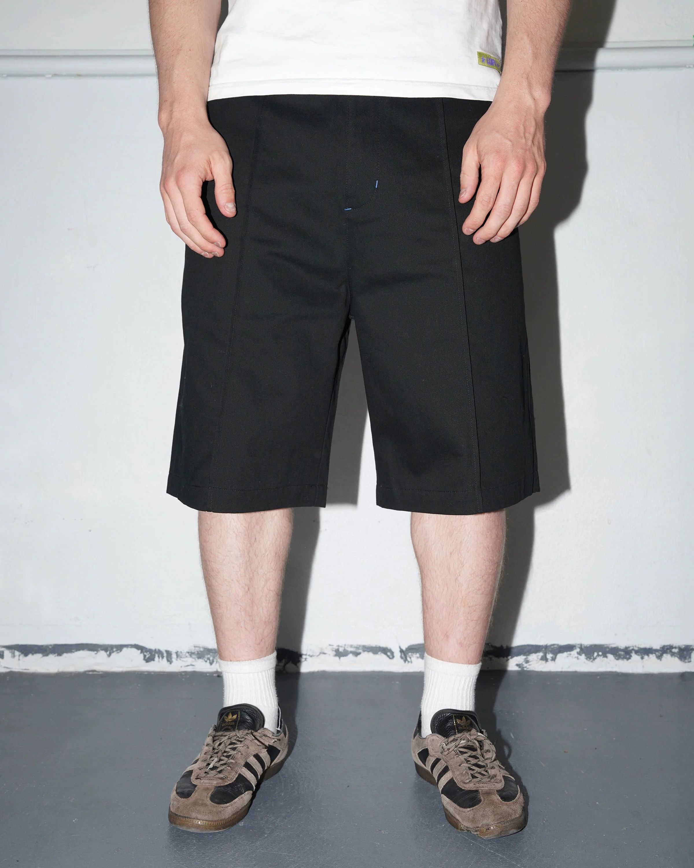 Cotton Pleated Shorts, Black - Image 7