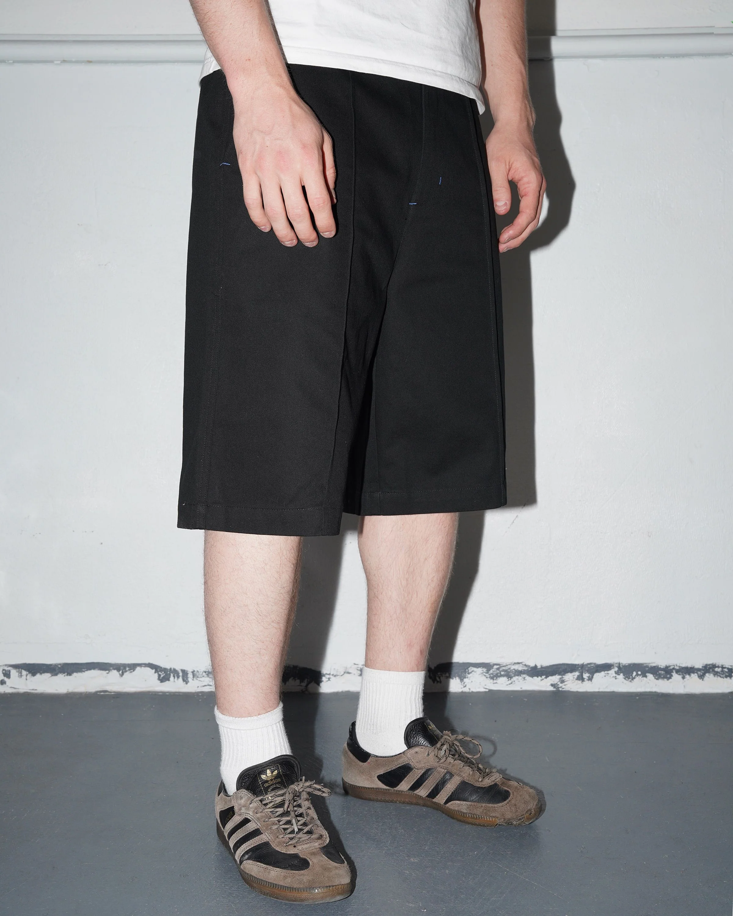 Cotton Pleated Shorts, Black - Image 8