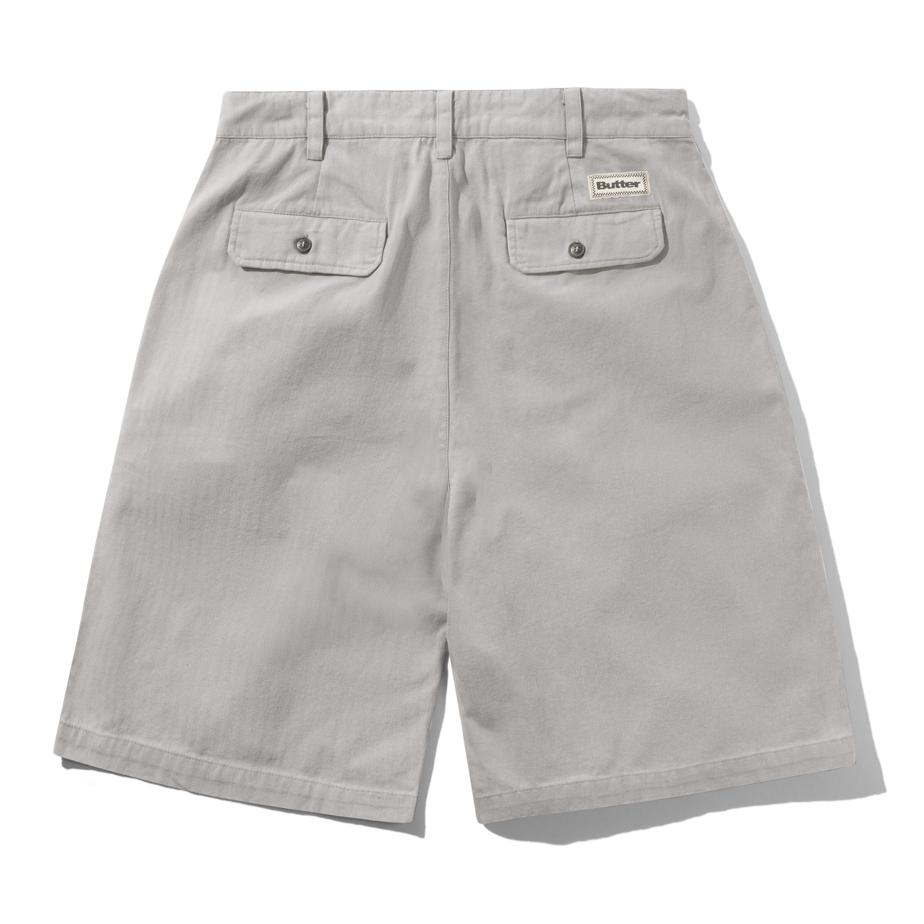 Pleated Shorts, Washed Light Grey - Image 2