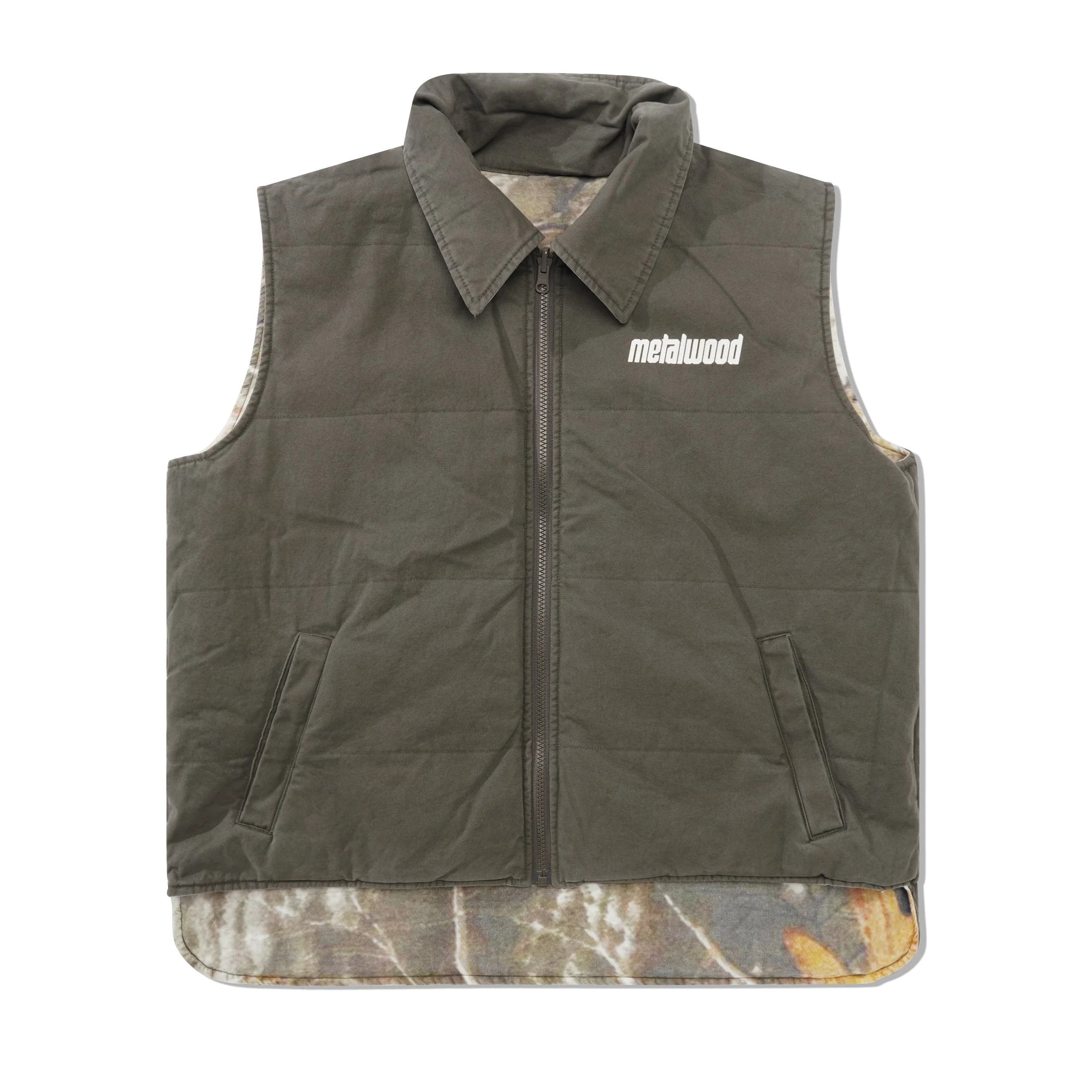 Poly Filled Reversible Vest, Fatigue Green - Image 3